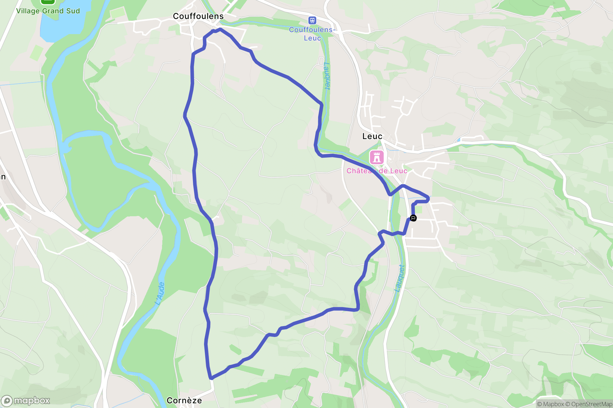 Leuc : carte du parcours de randonnée - France