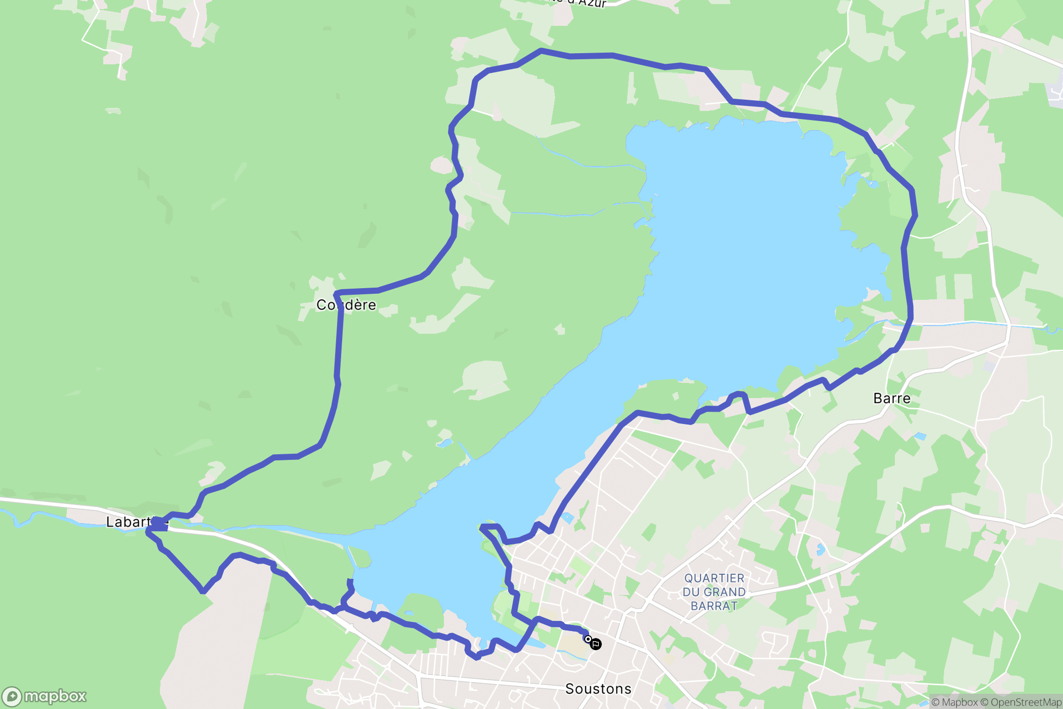 Soustons : carte du parcours de randonnée - France