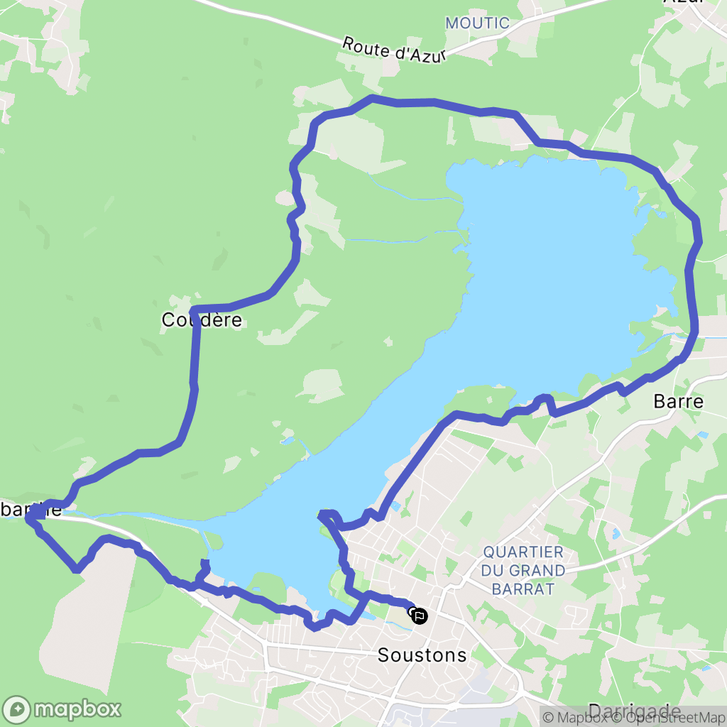 Soustons : carte du parcours de randonnée - France