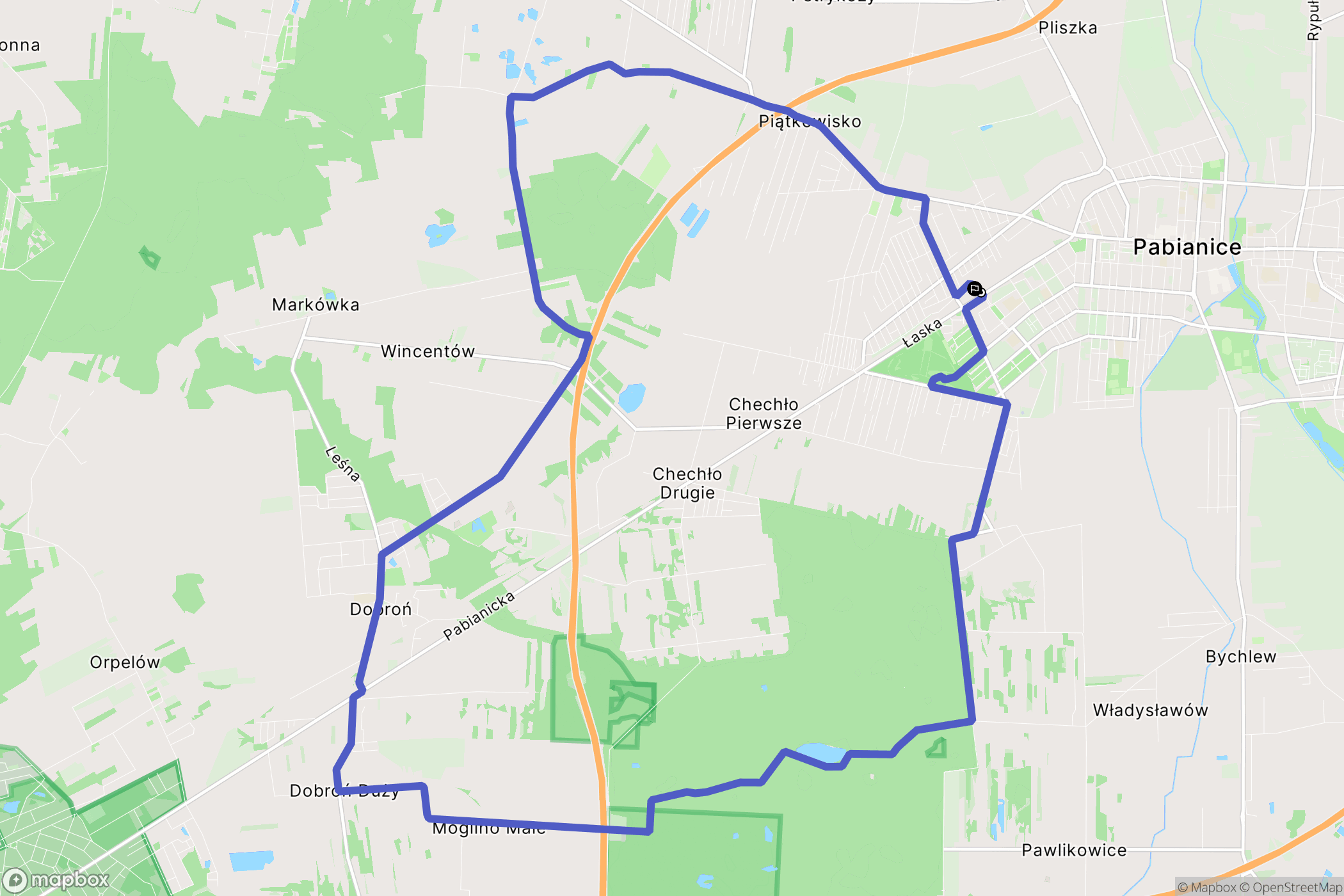 Pabianice: mapa trasy - Poland