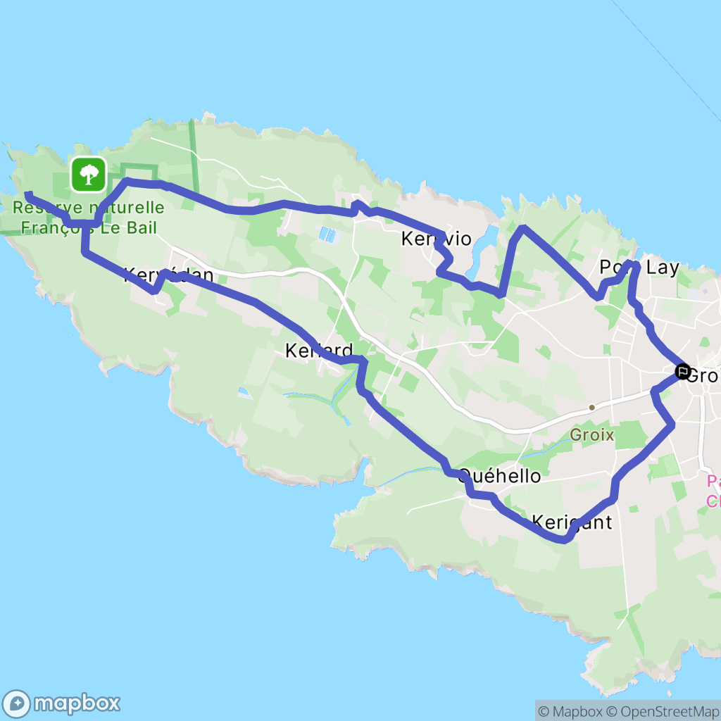 Groix : carte du parcours de randonnée - France