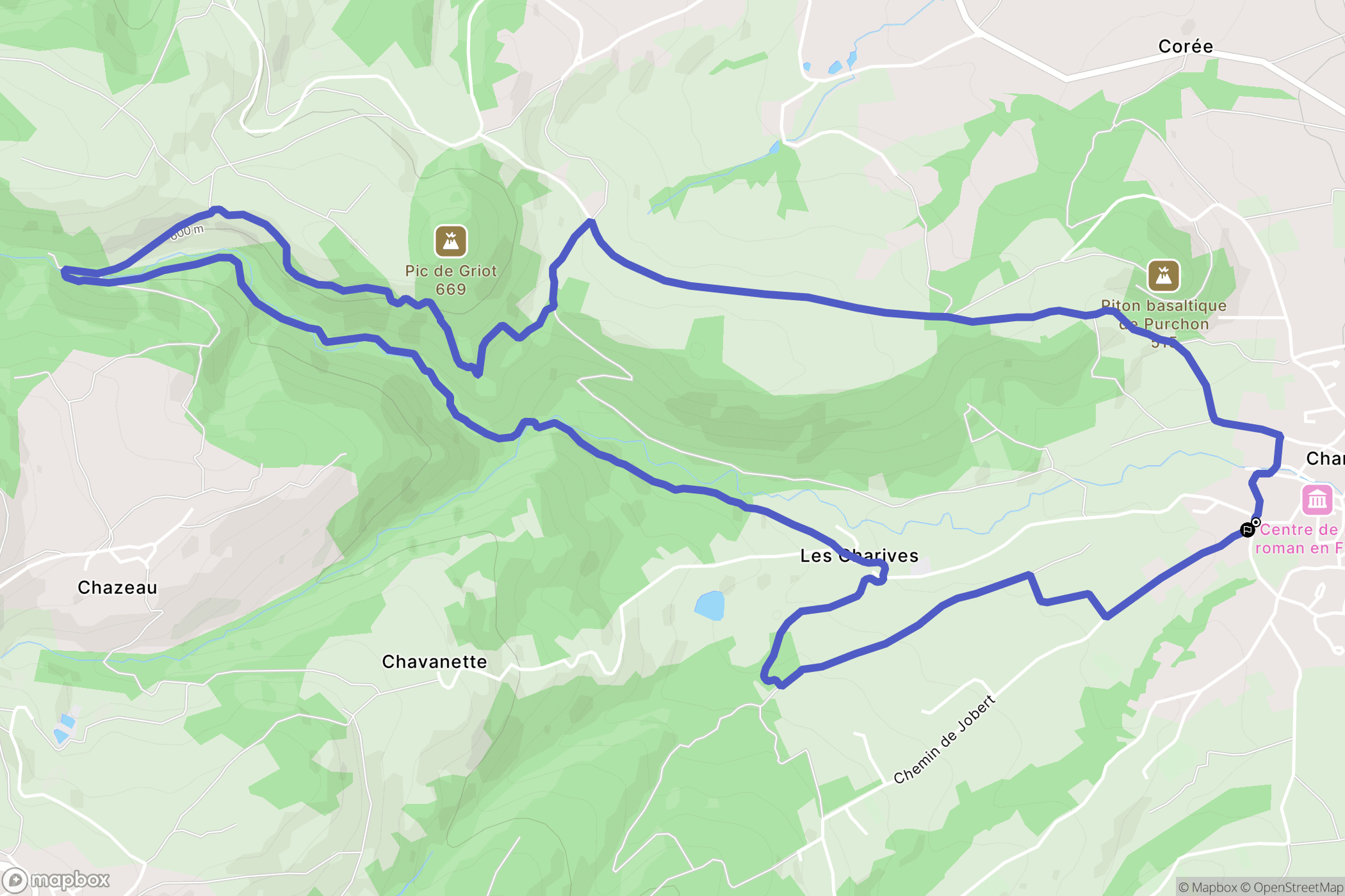 Champdieu : carte du parcours de randonnée - France