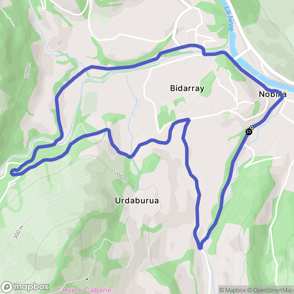 Bidarray : carte du parcours de randonnée - France
