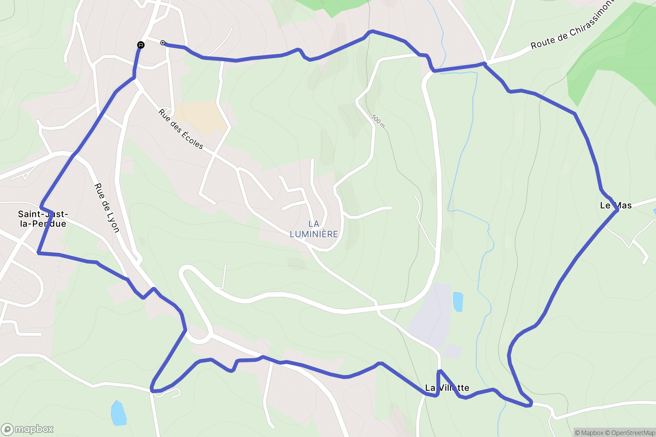 Saint-Just-la-Pendue : carte du parcours de randonnée - France