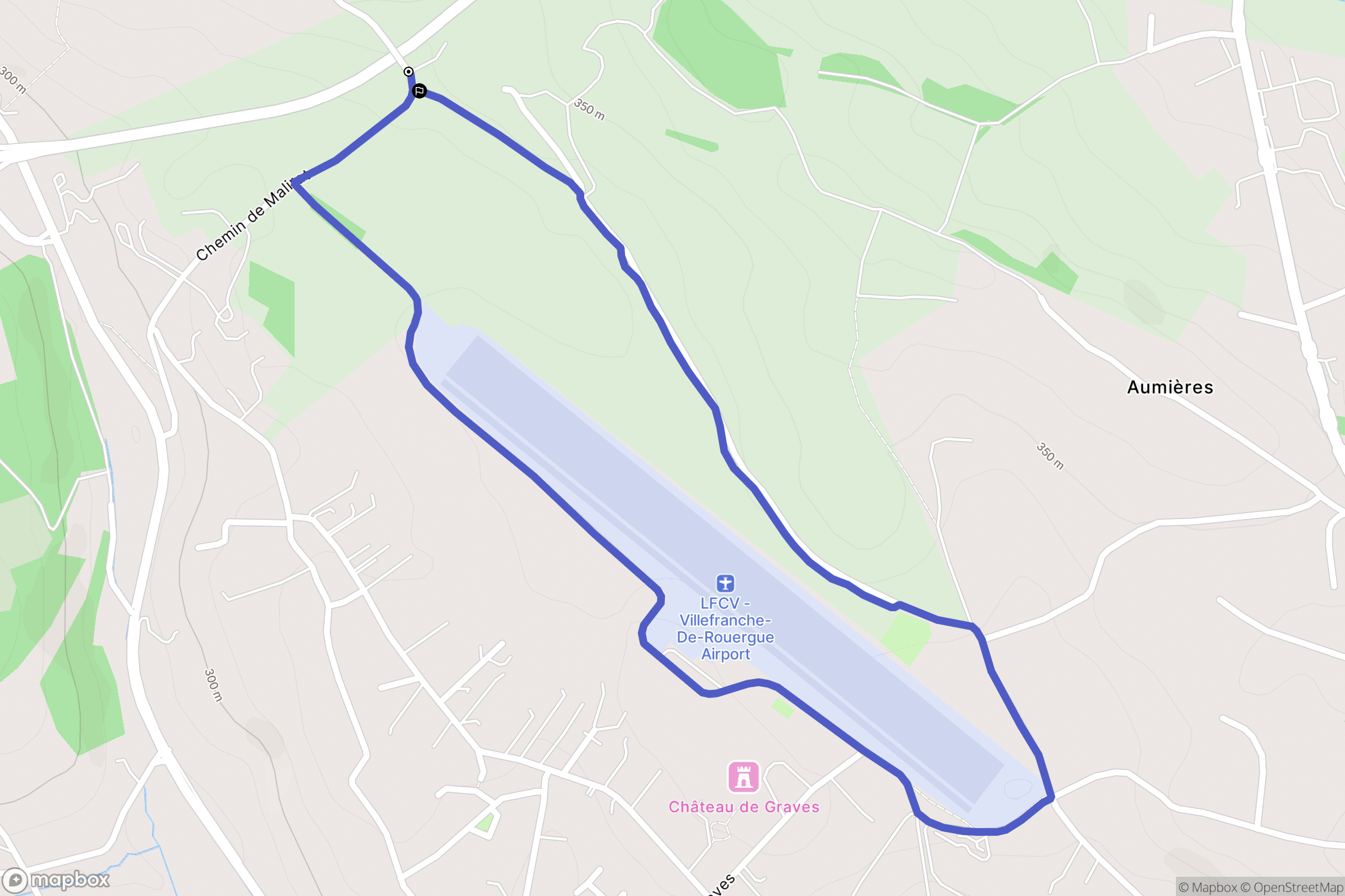Villefranche-de-Rouergue : carte du parcours de randonnée - France
