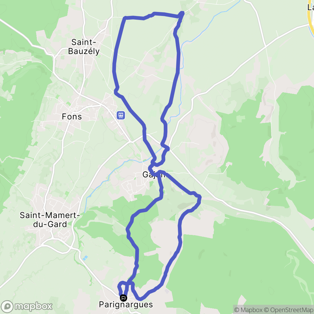 Parignargues : carte du parcours de randonnée - France