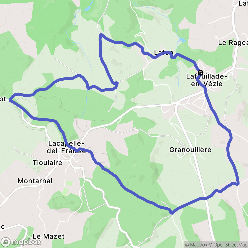 Lafeuillade-en-Vézie : carte du parcours de randonnée - France