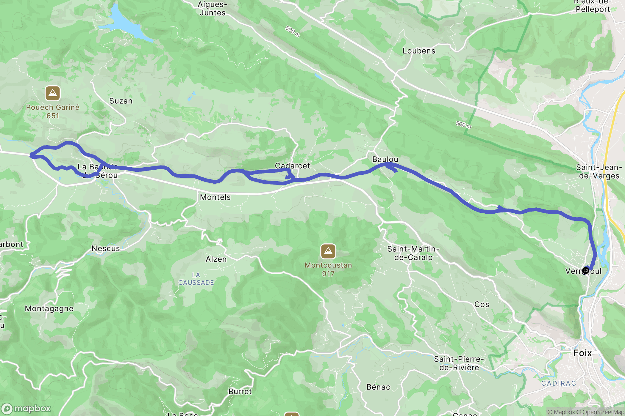 Vernajoul : carte du parcours de randonnée - France