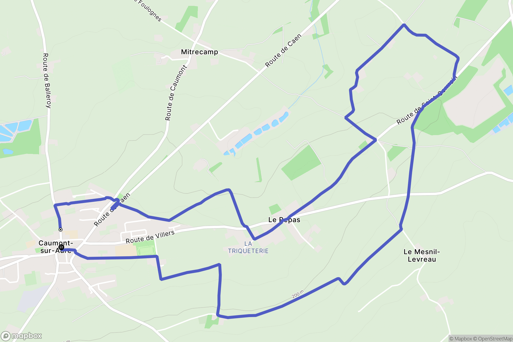 Caumont-sur-Aure : carte du parcours de randonnée - France