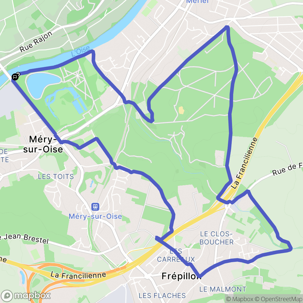 Méry-sur-Oise : carte du parcours de randonnée - France