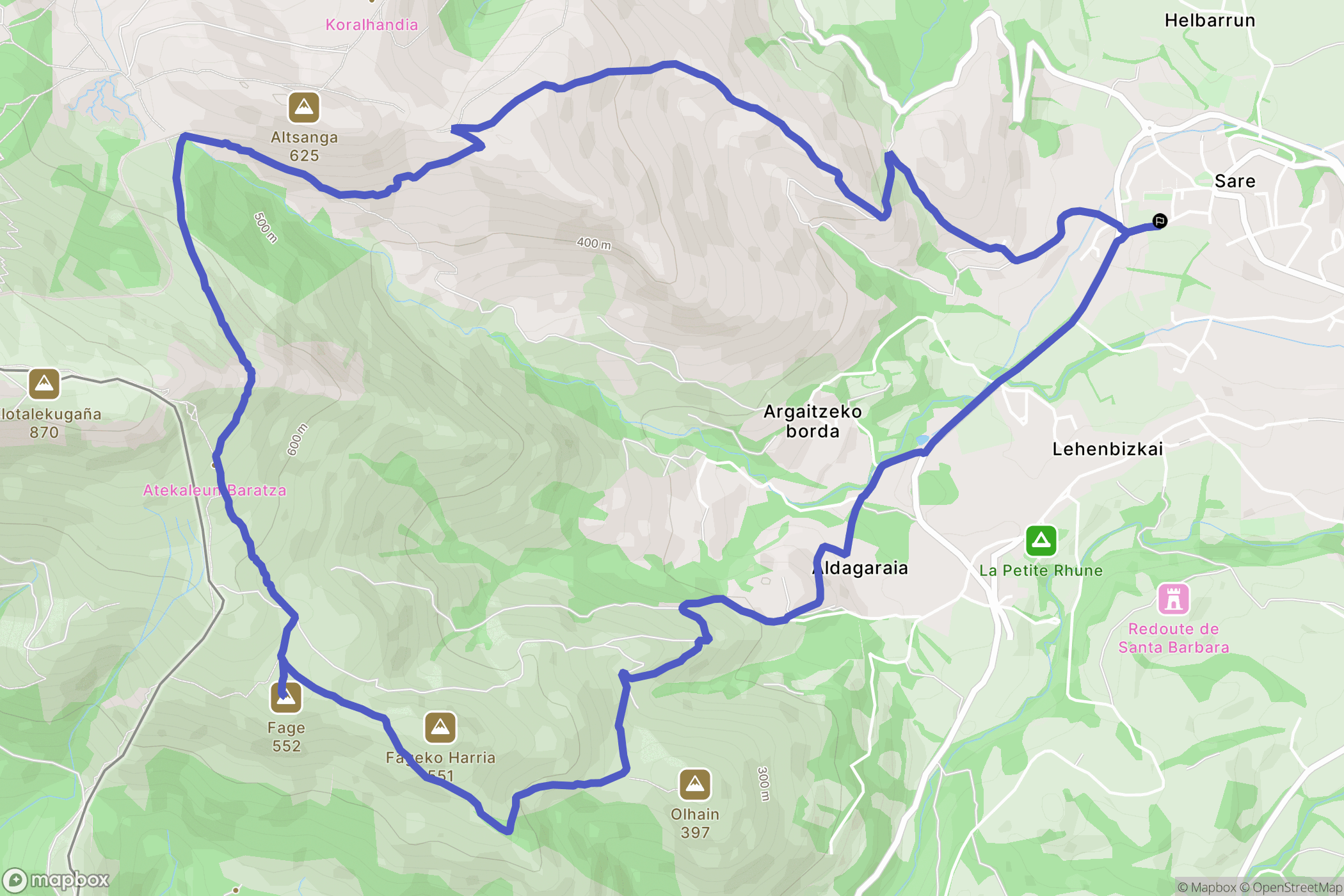 Sare : carte du parcours de randonnée - France