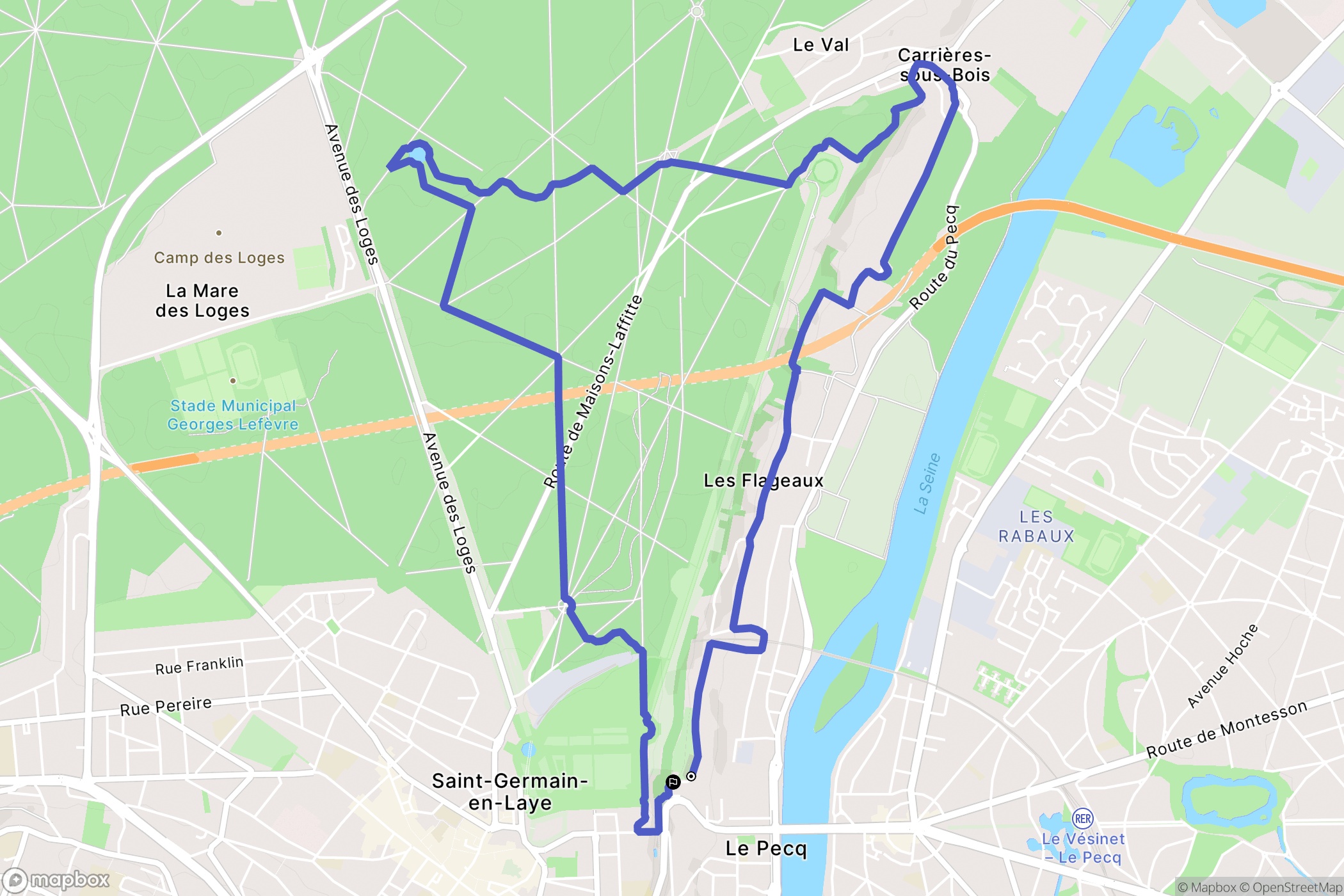 Le Pecq : carte du parcours de randonnée - France