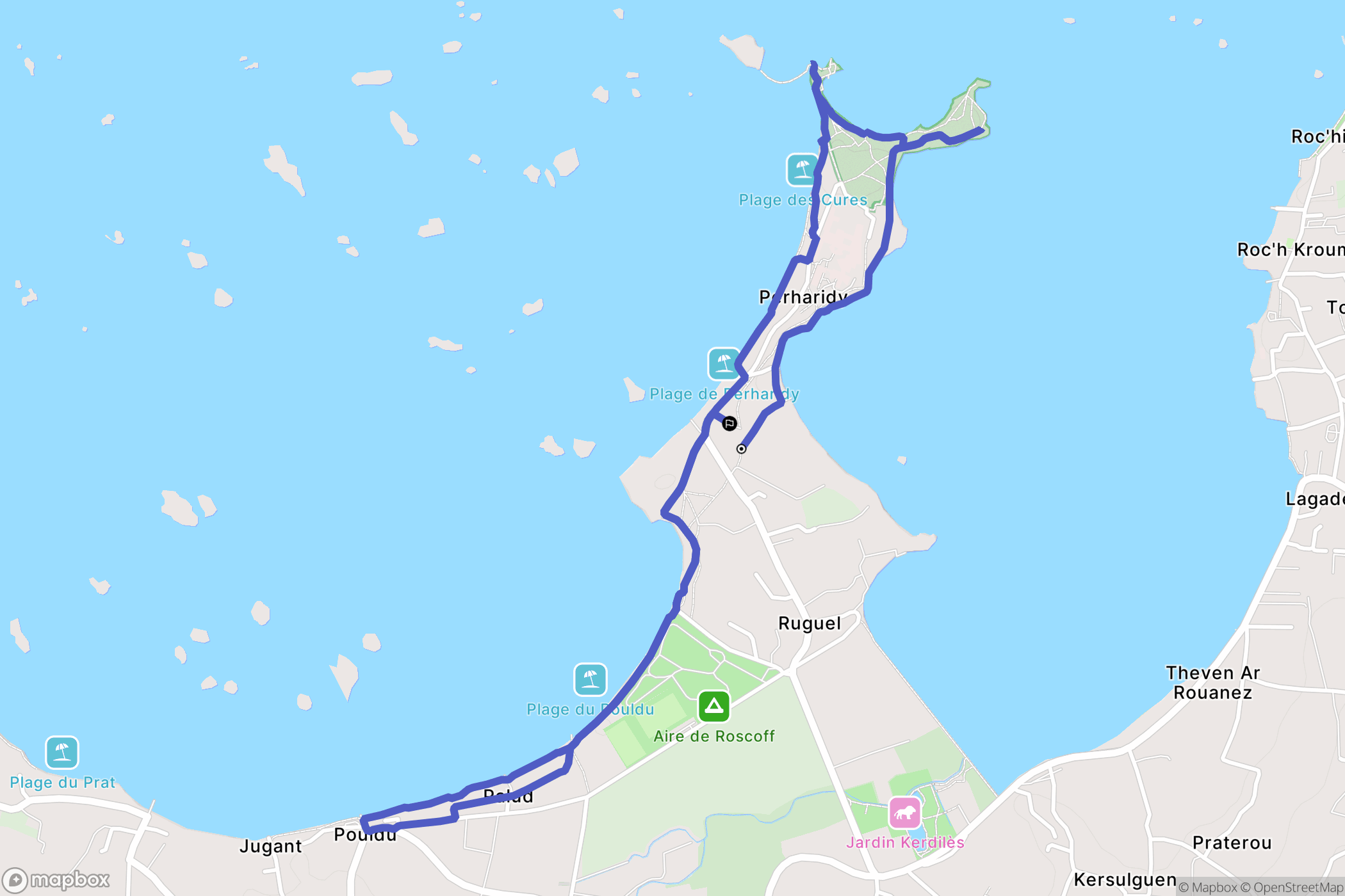 Roscoff : carte du parcours de randonnée - France