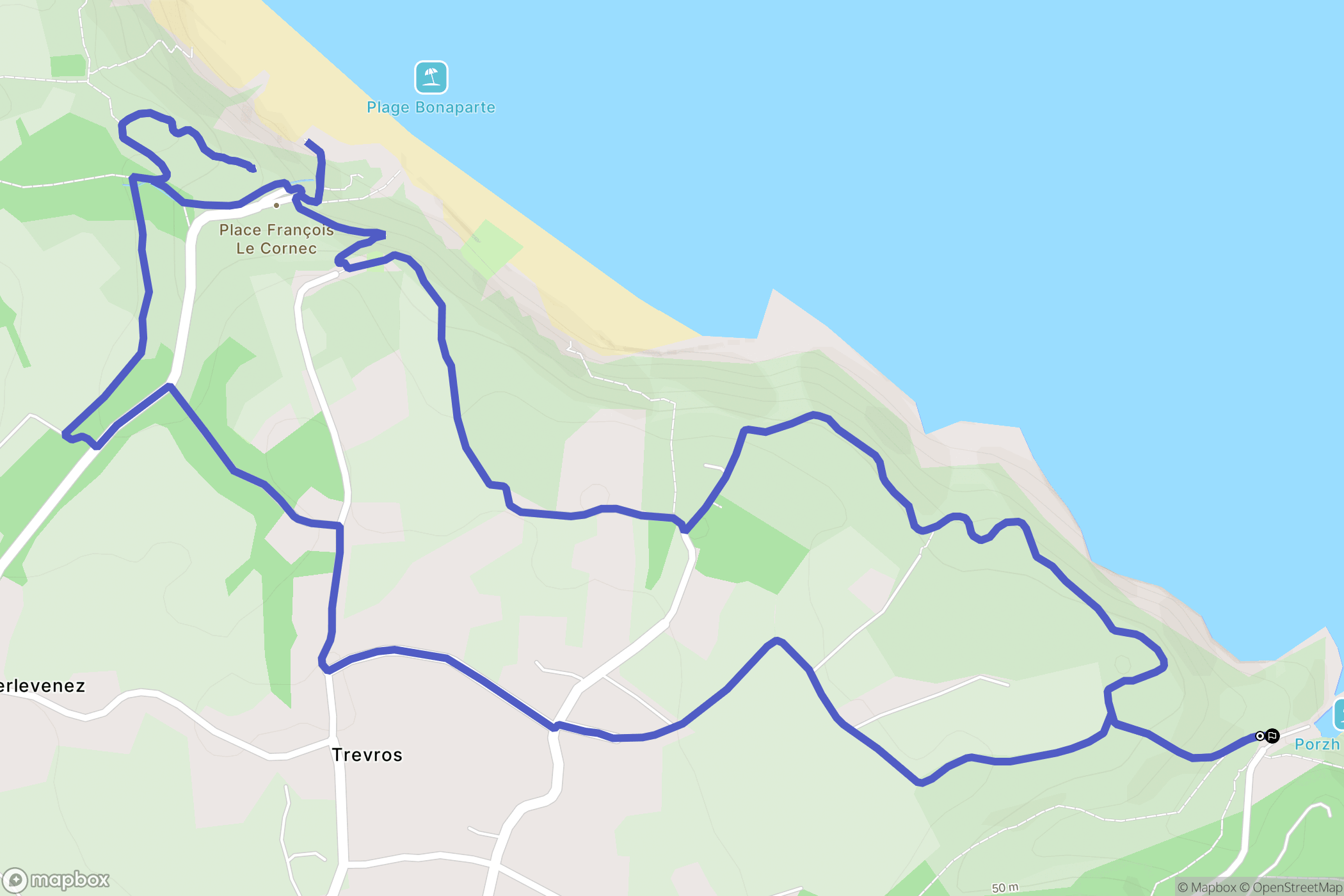 Plouha : carte du parcours de randonnée - France