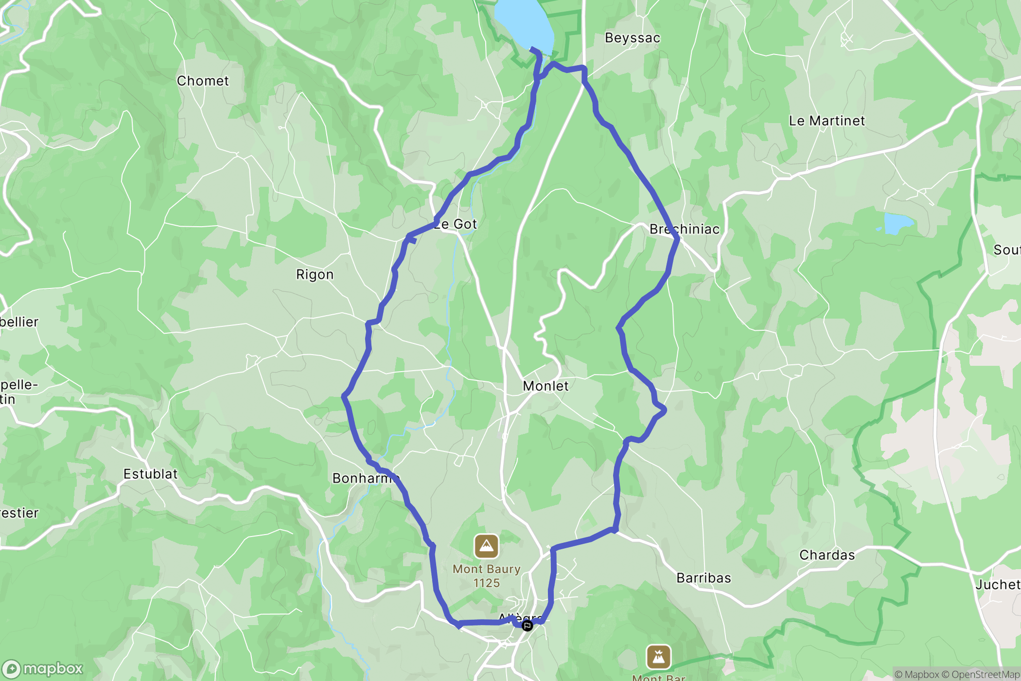 Allègre : carte du parcours de randonnée - France