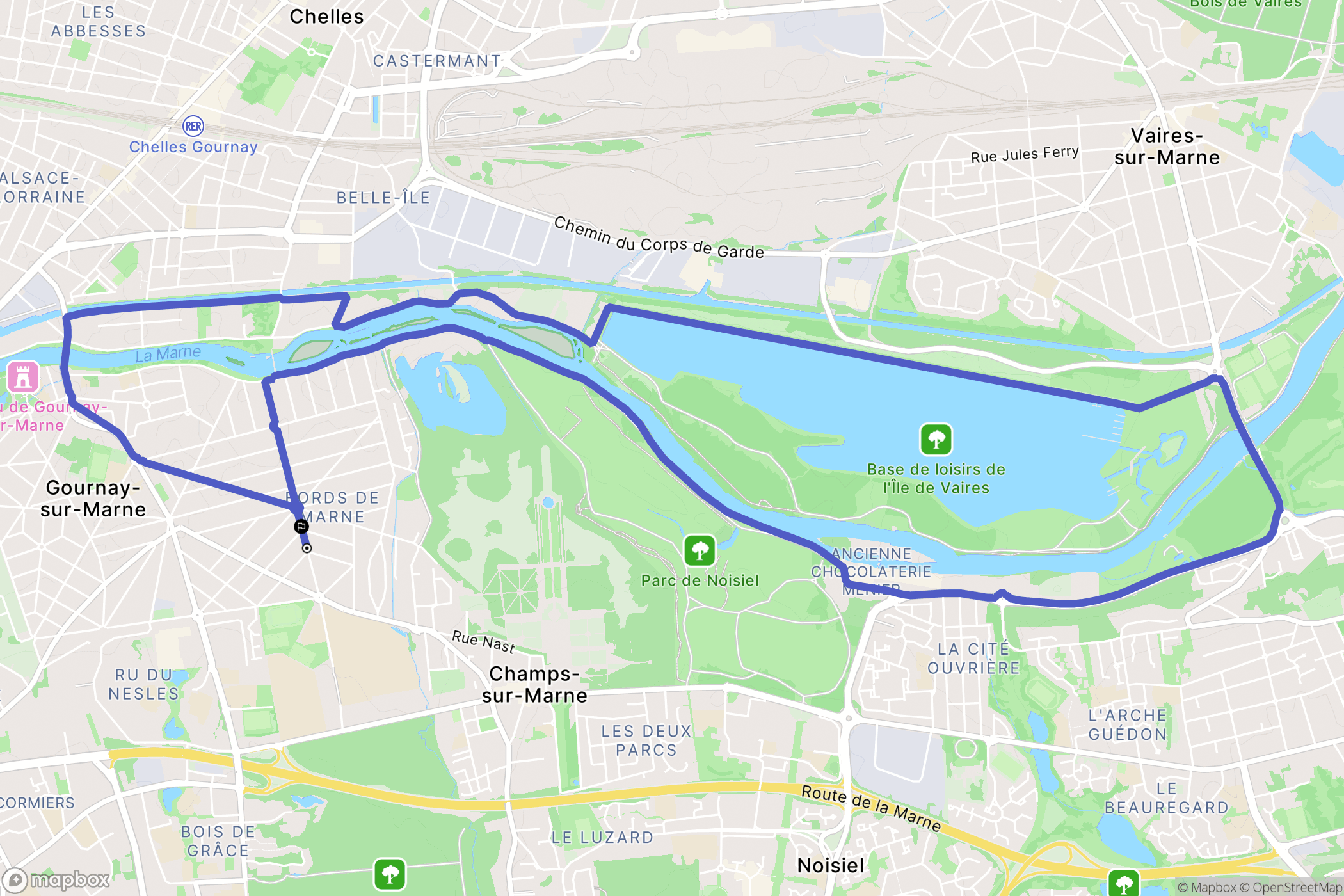 Champs-sur-Marne : carte du parcours de randonnée - France