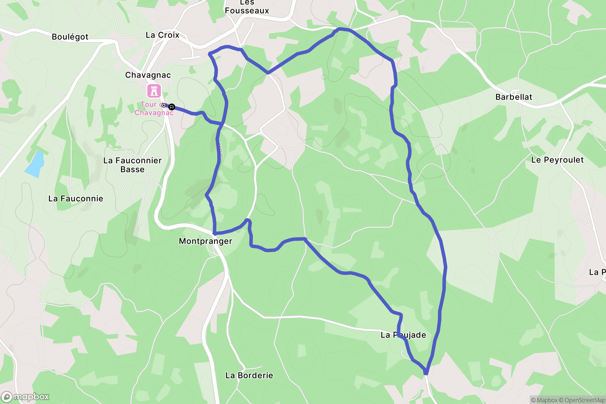 Les Coteaux Périgourdins : carte du parcours de randonnée - France