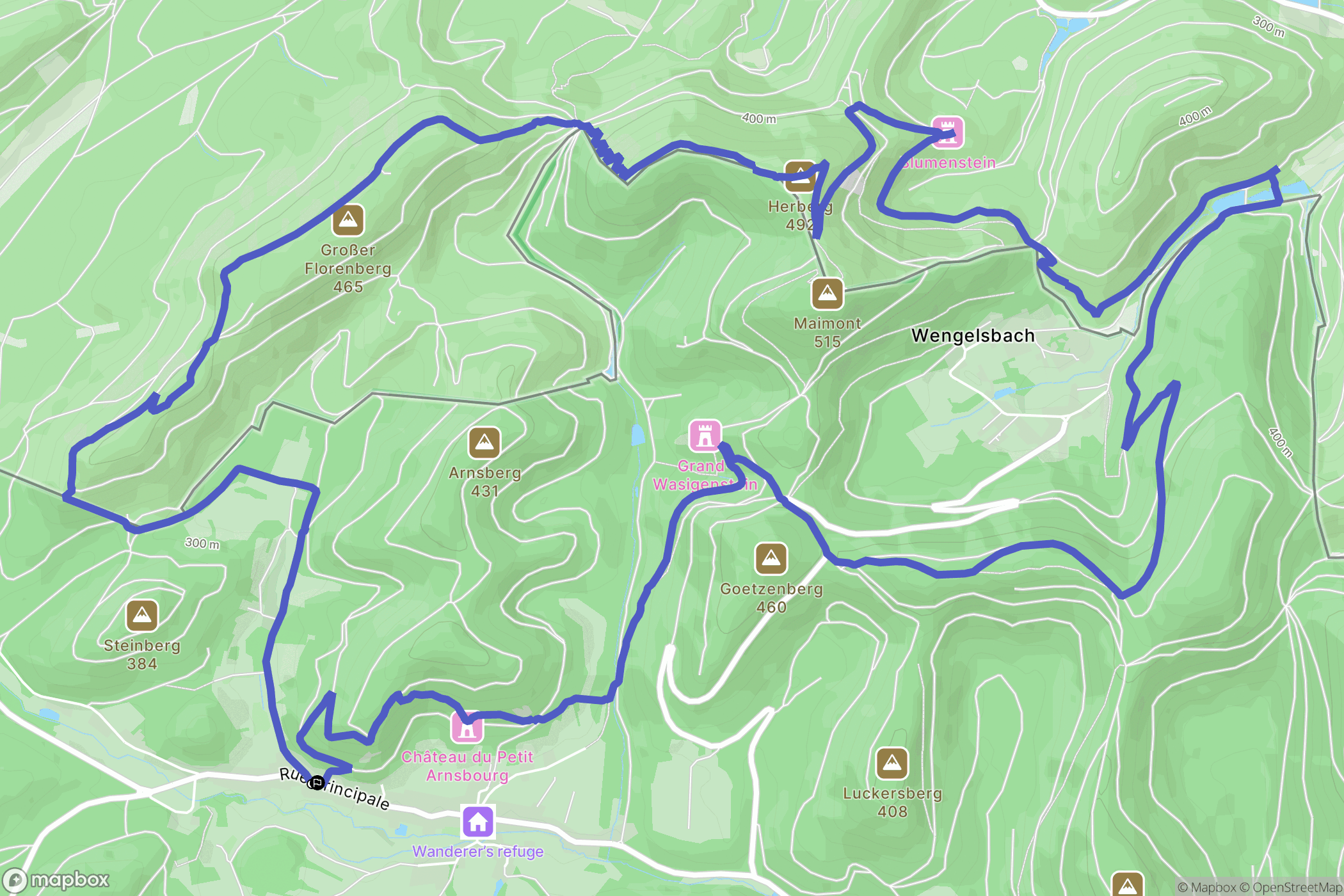 Obersteinbach : carte du parcours de randonnée - France