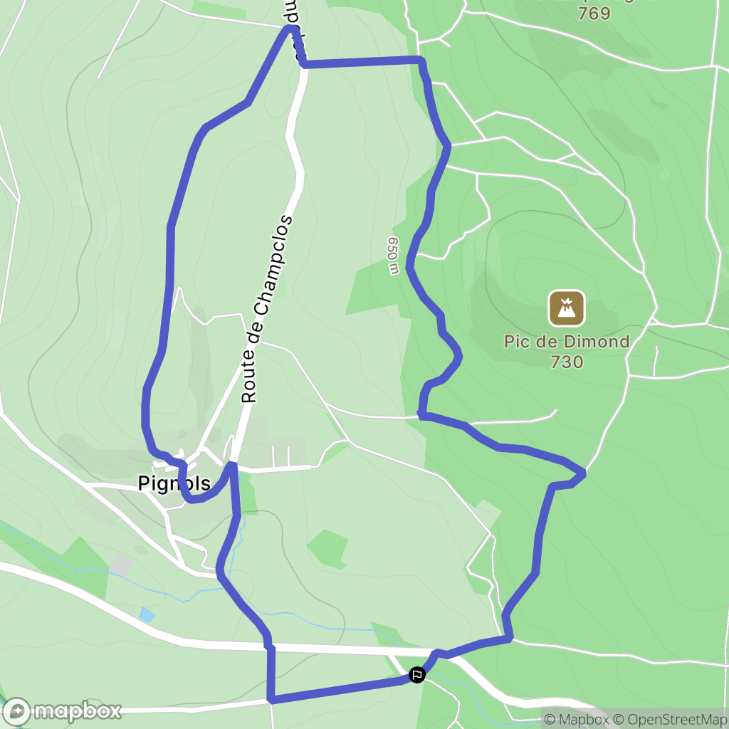 Pignols : carte du parcours de randonnée - France