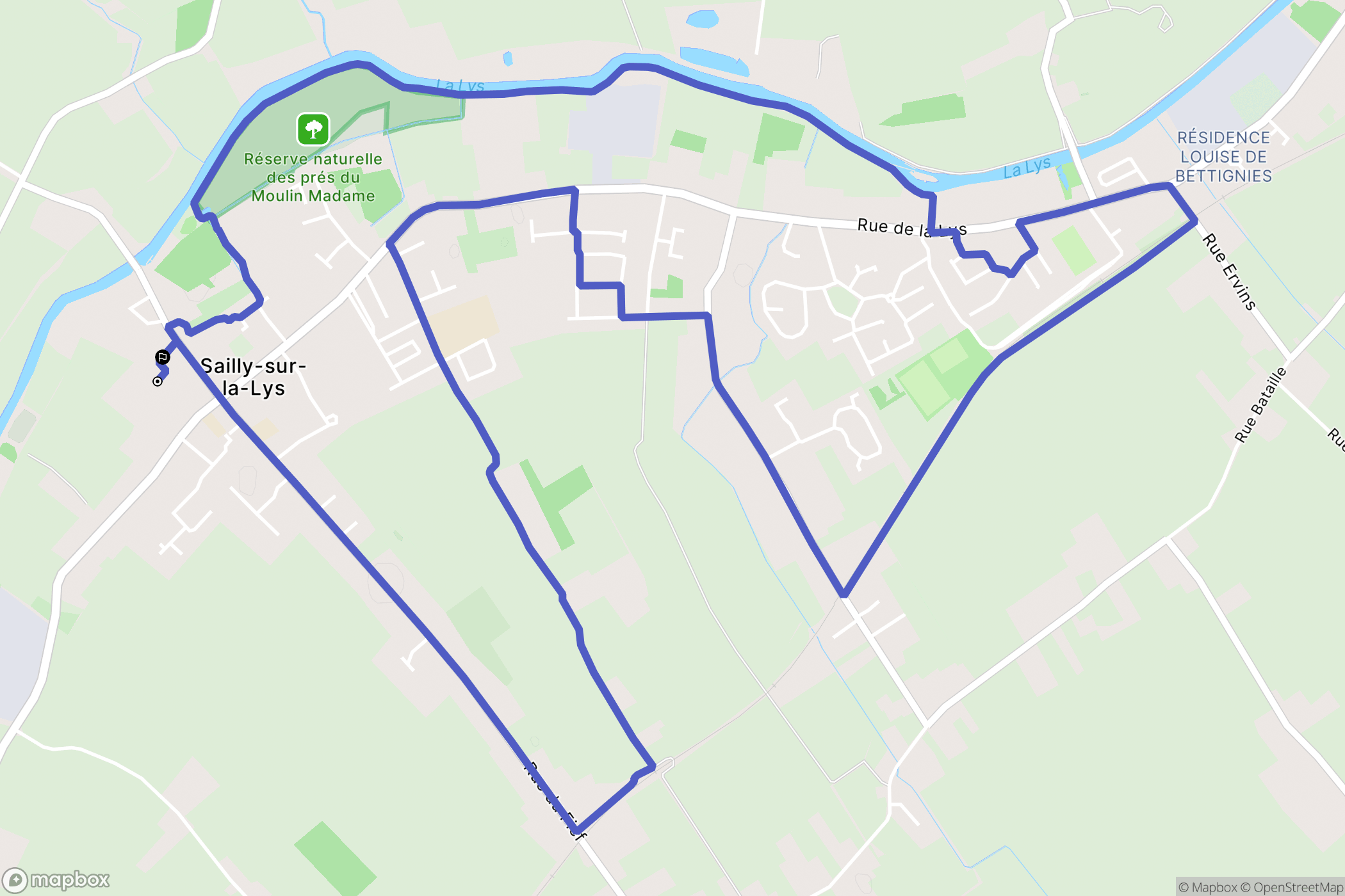 Sailly-sur-la-Lys : carte du parcours de randonnée - France