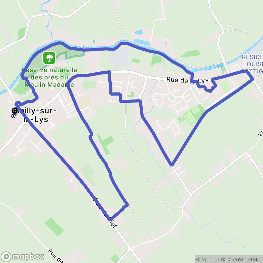 Sailly-sur-la-Lys : carte du parcours de randonnée - France