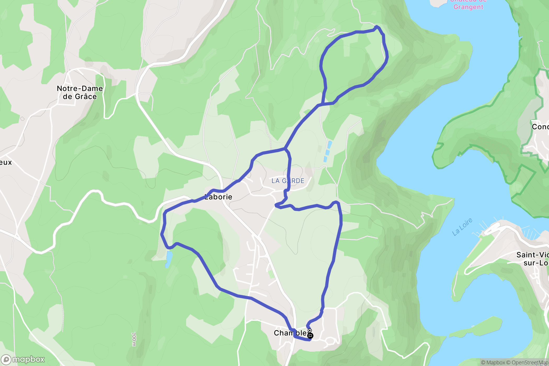 Chambles : carte du parcours de randonnée - France