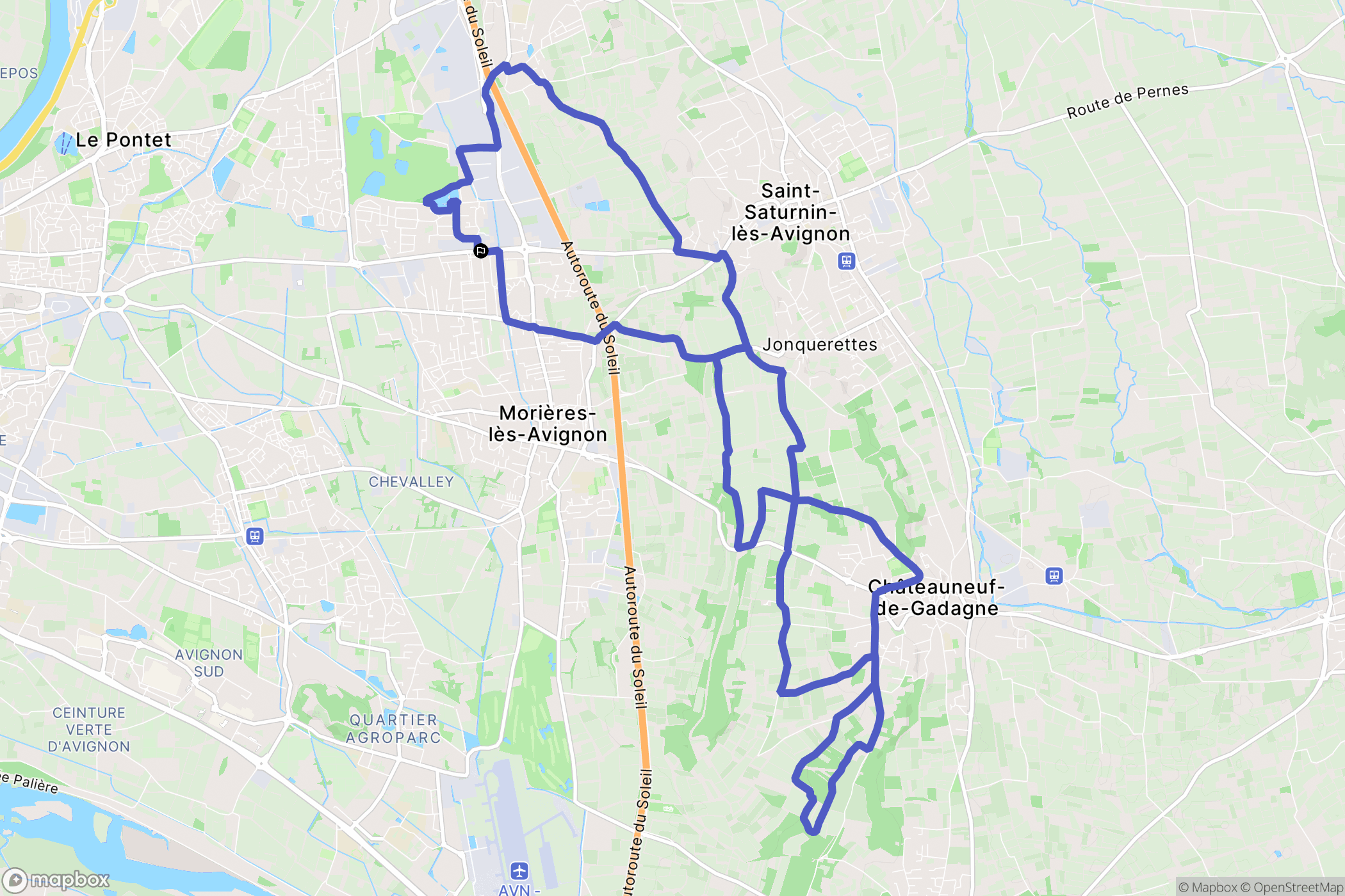 Vedène : carte du parcours de randonnée - France