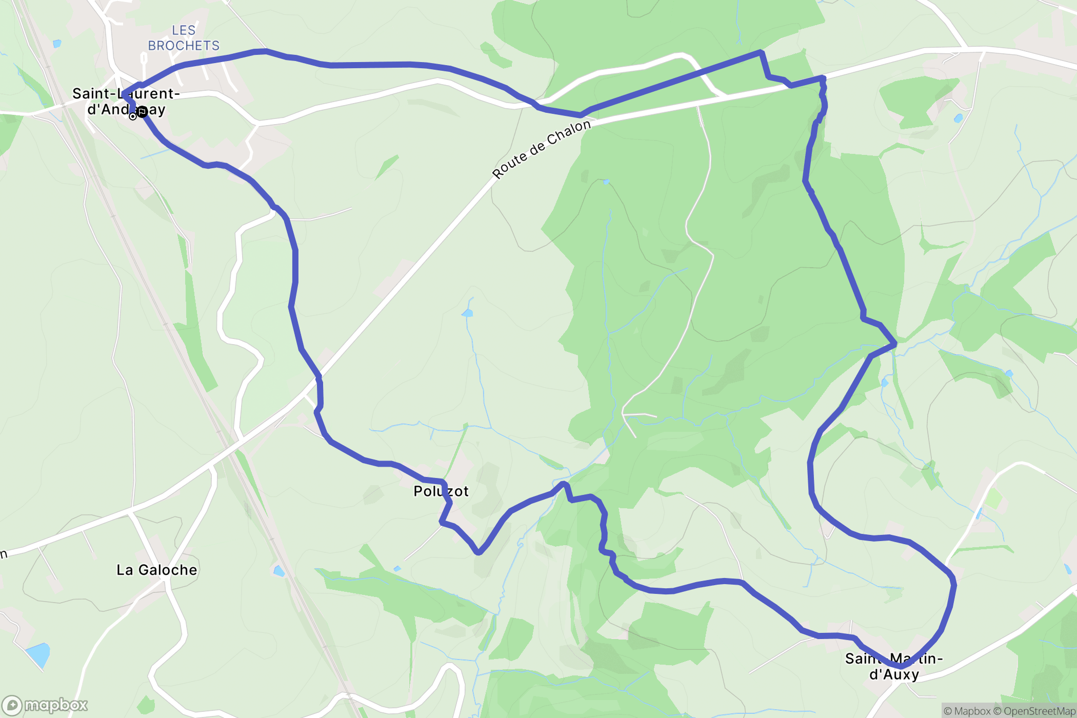 Saint-Laurent-d'Andenay : carte du parcours de randonnée - France