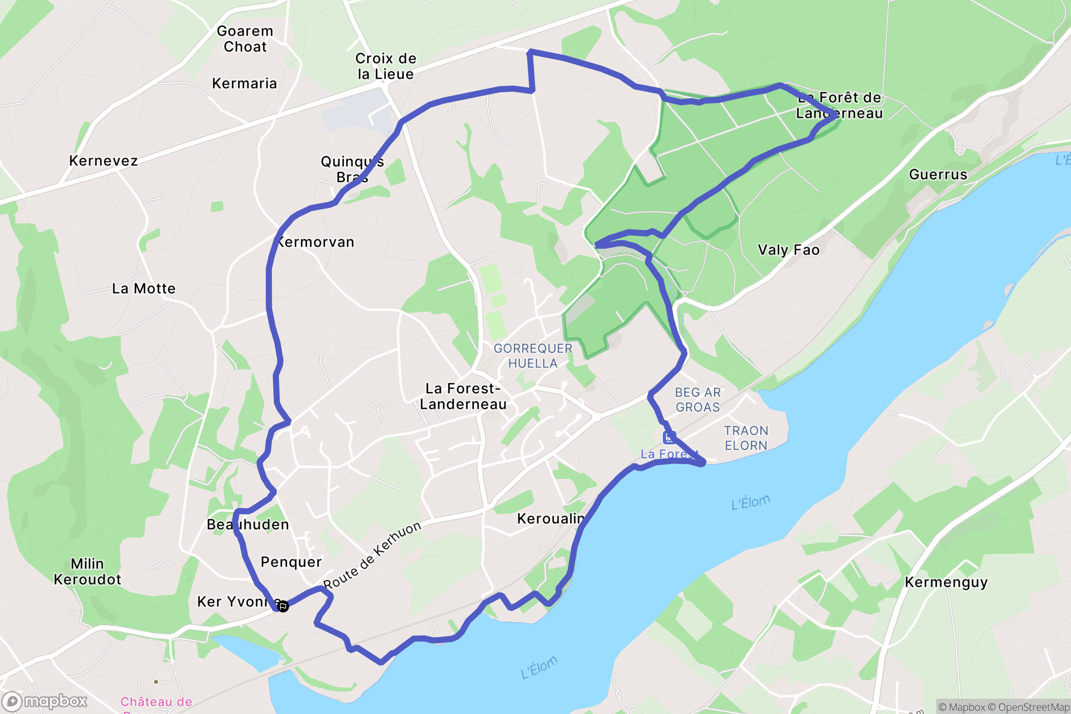 La Forest-Landerneau : carte du parcours de randonnée - France