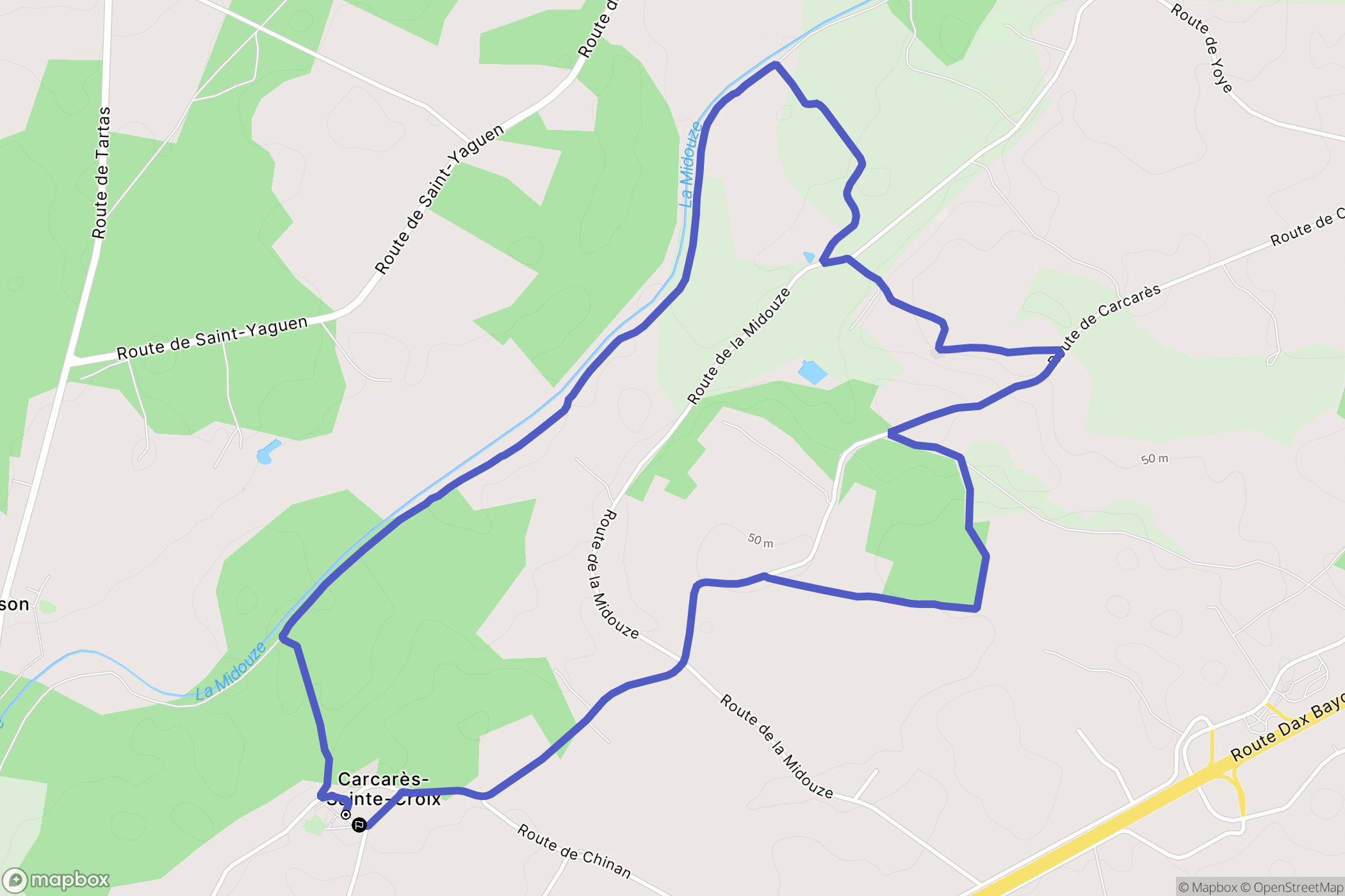 Carcarès-Sainte-Croix : carte du parcours de randonnée - France