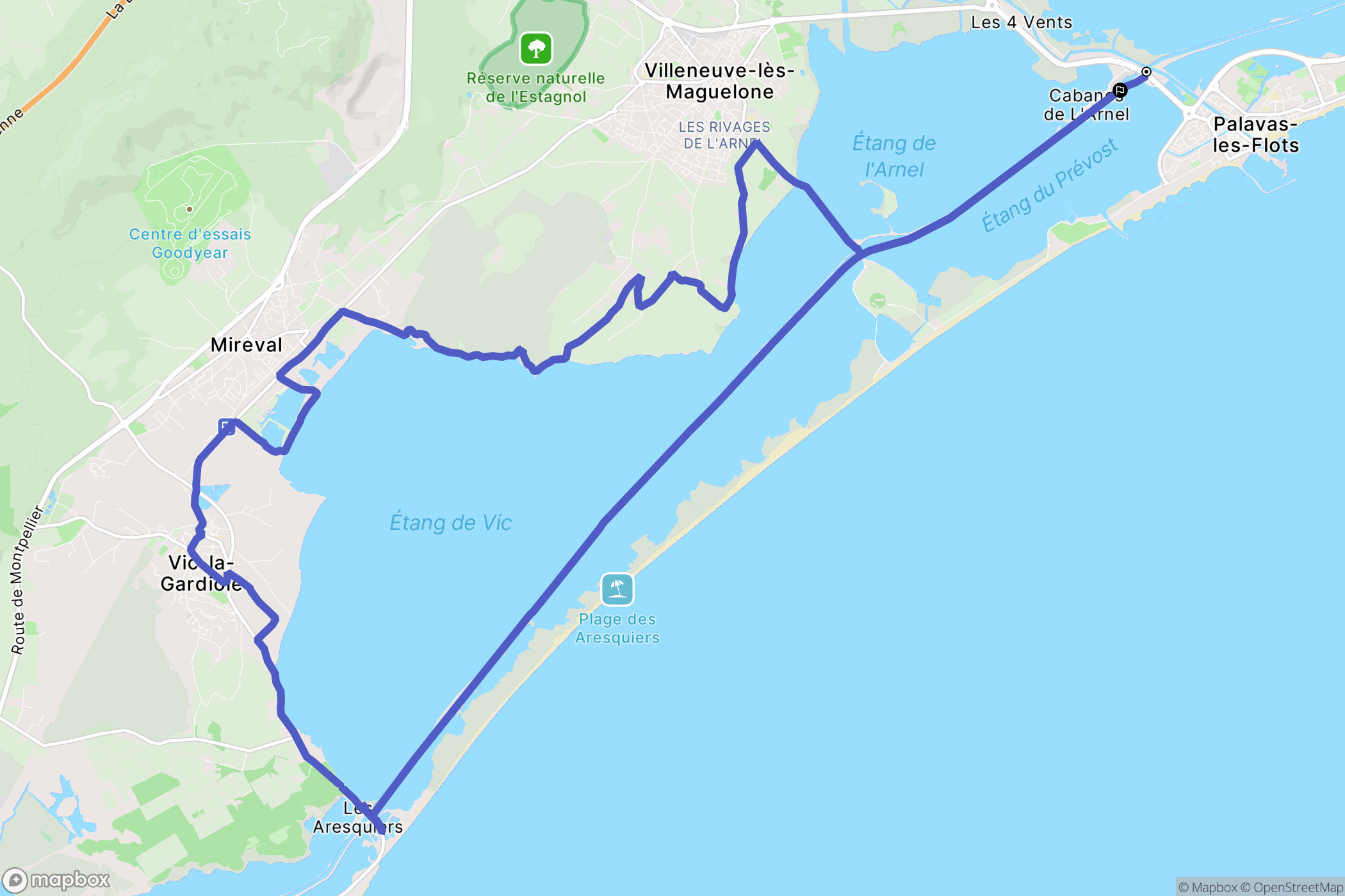 Palavas-les-Flots : carte du parcours de randonnée - France