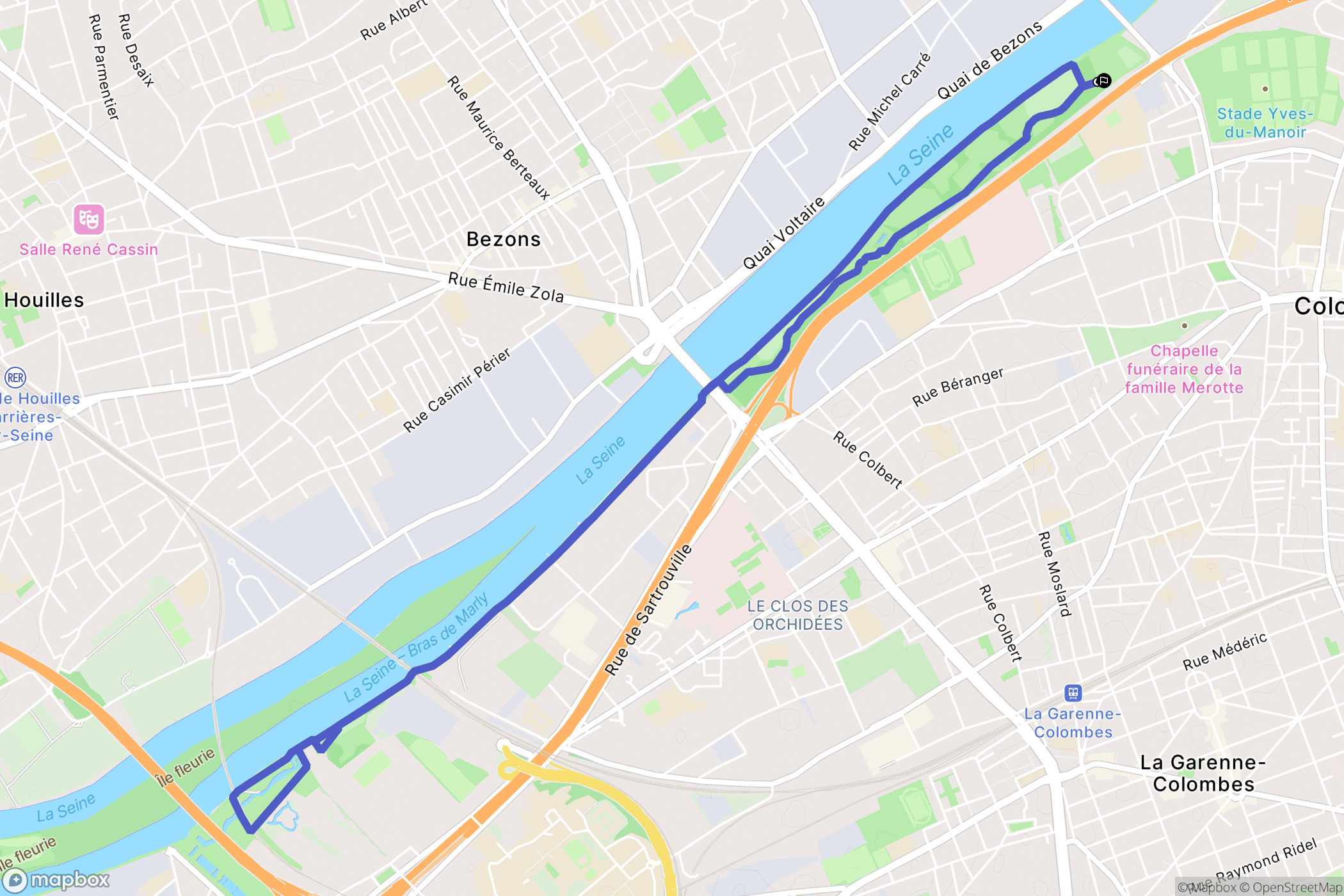 Colombes : carte du parcours de randonnée - France
