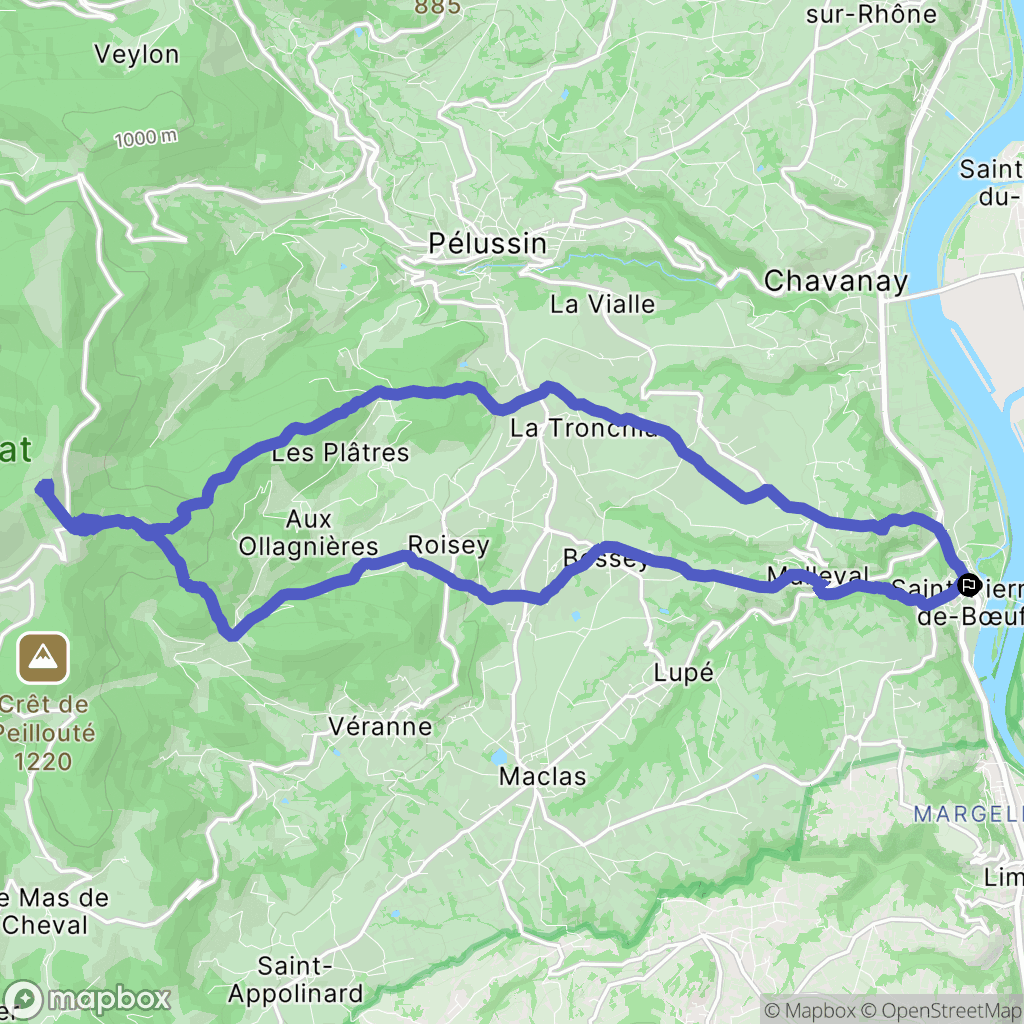 Saint-Pierre-de-Bœuf : carte du parcours de randonnée - France