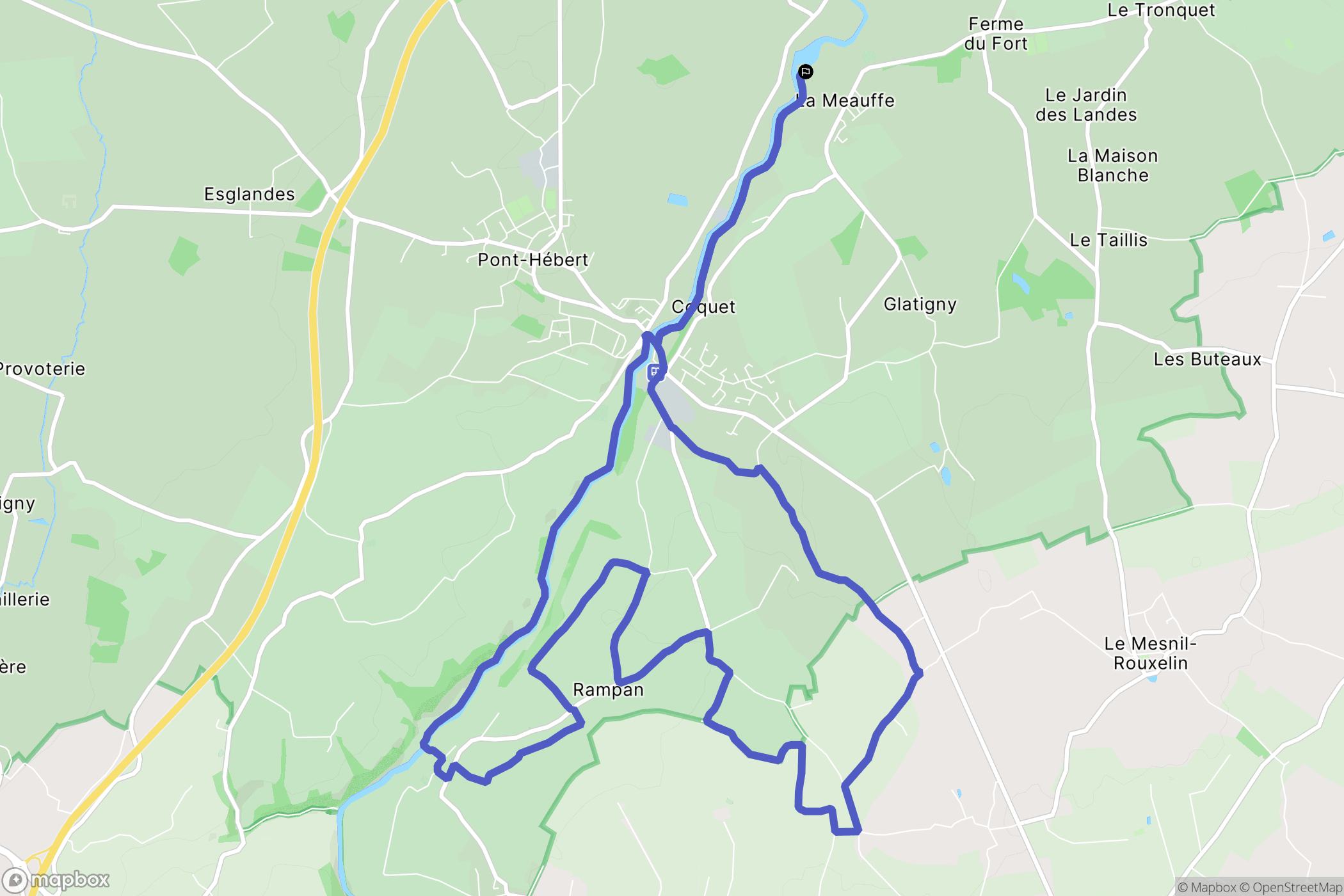 La Meauffe : carte du parcours de randonnée - France