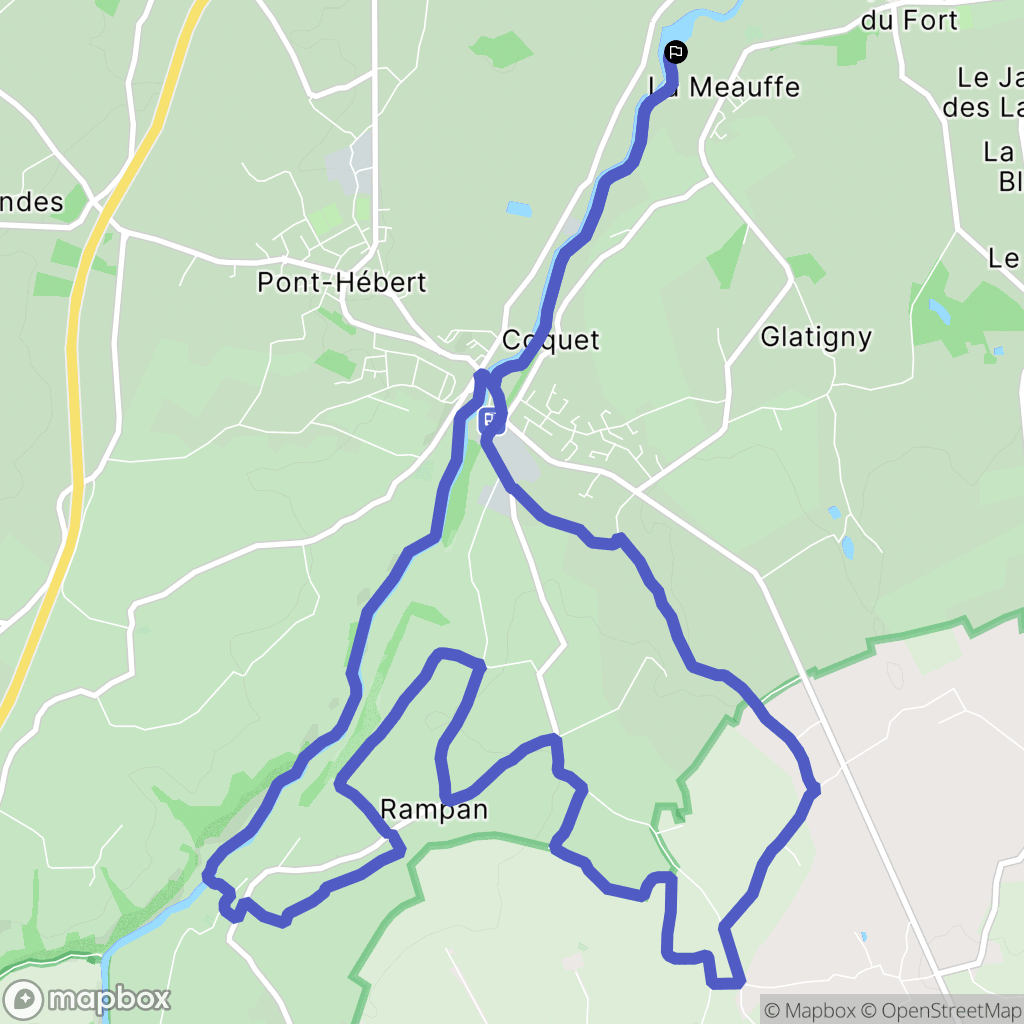 La Meauffe : carte du parcours de randonnée - France