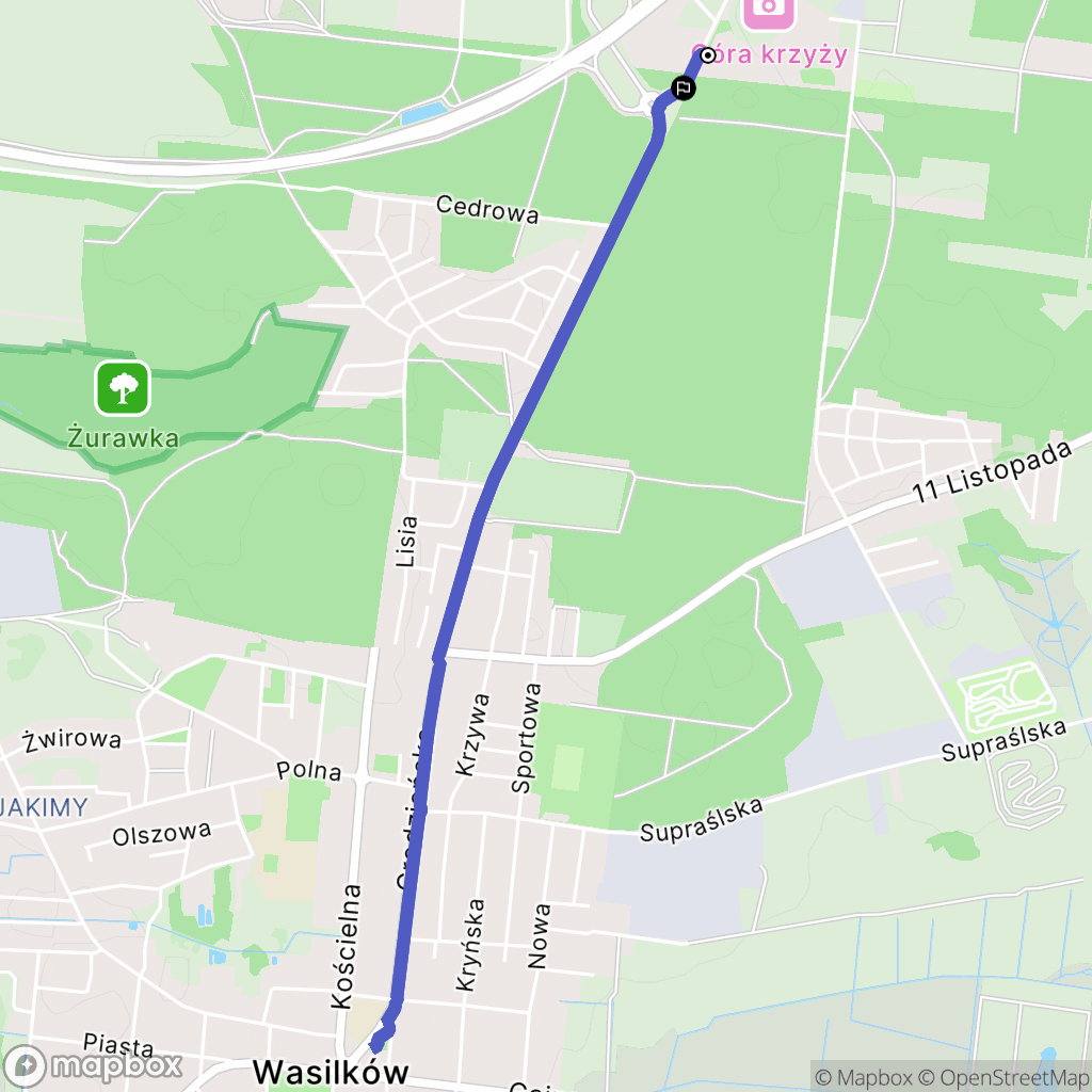 Wasilków: mapa trasy - Poland