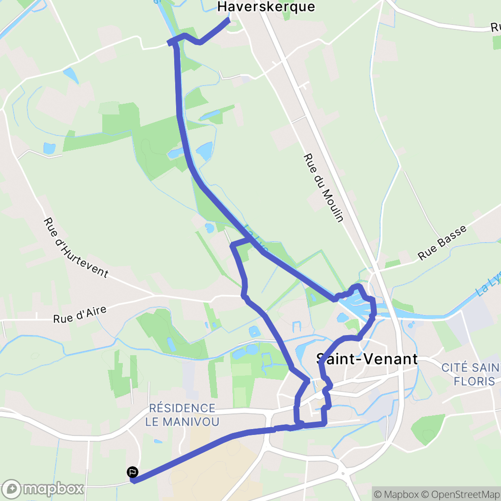 Saint-Venant : carte du parcours de randonnée - France