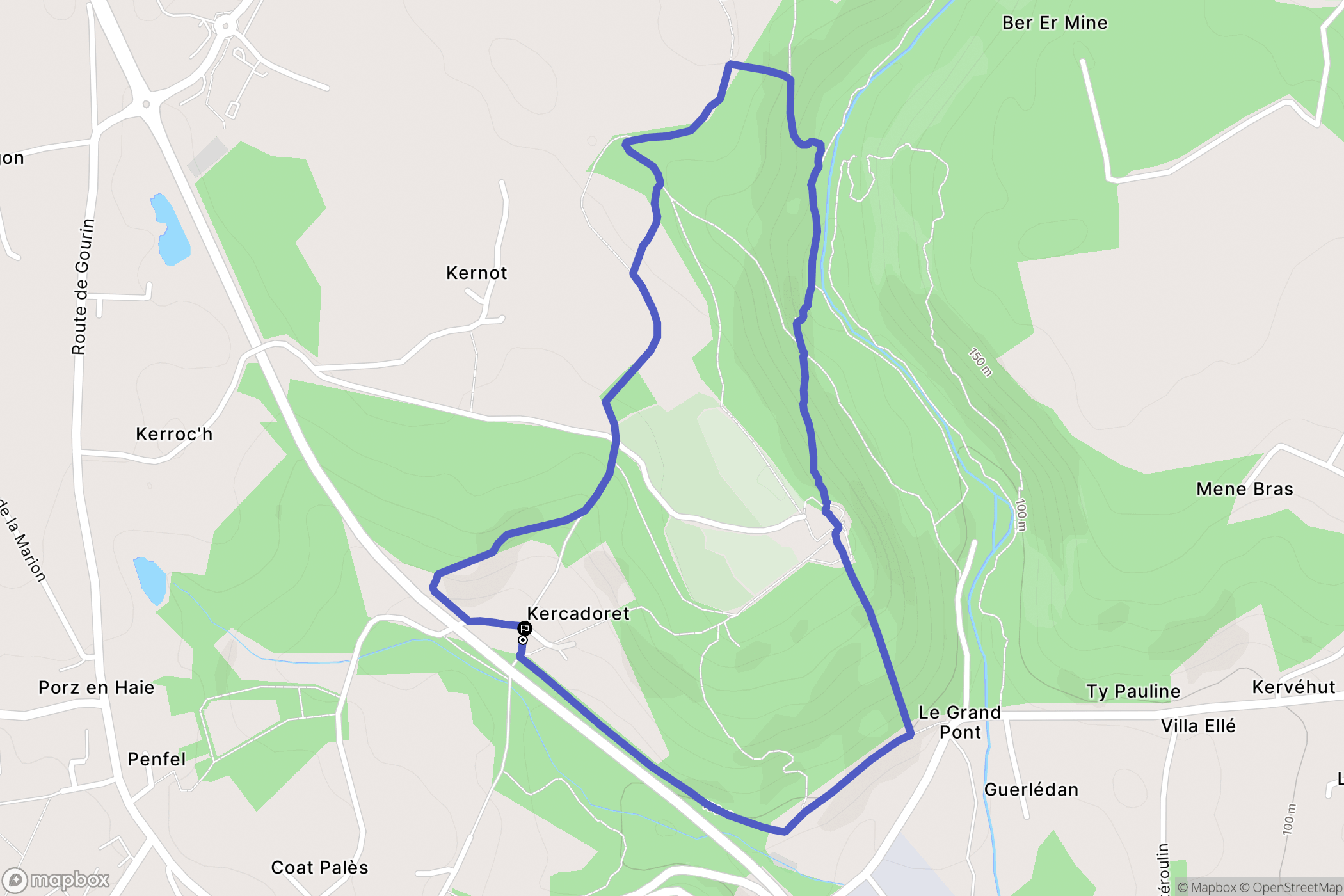 Le Faouët : carte du parcours de randonnée - France