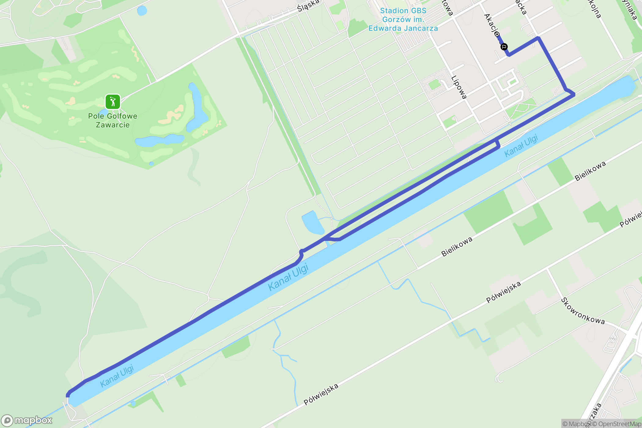 Gorzów Wielkopolski: mapa trasy - Poland