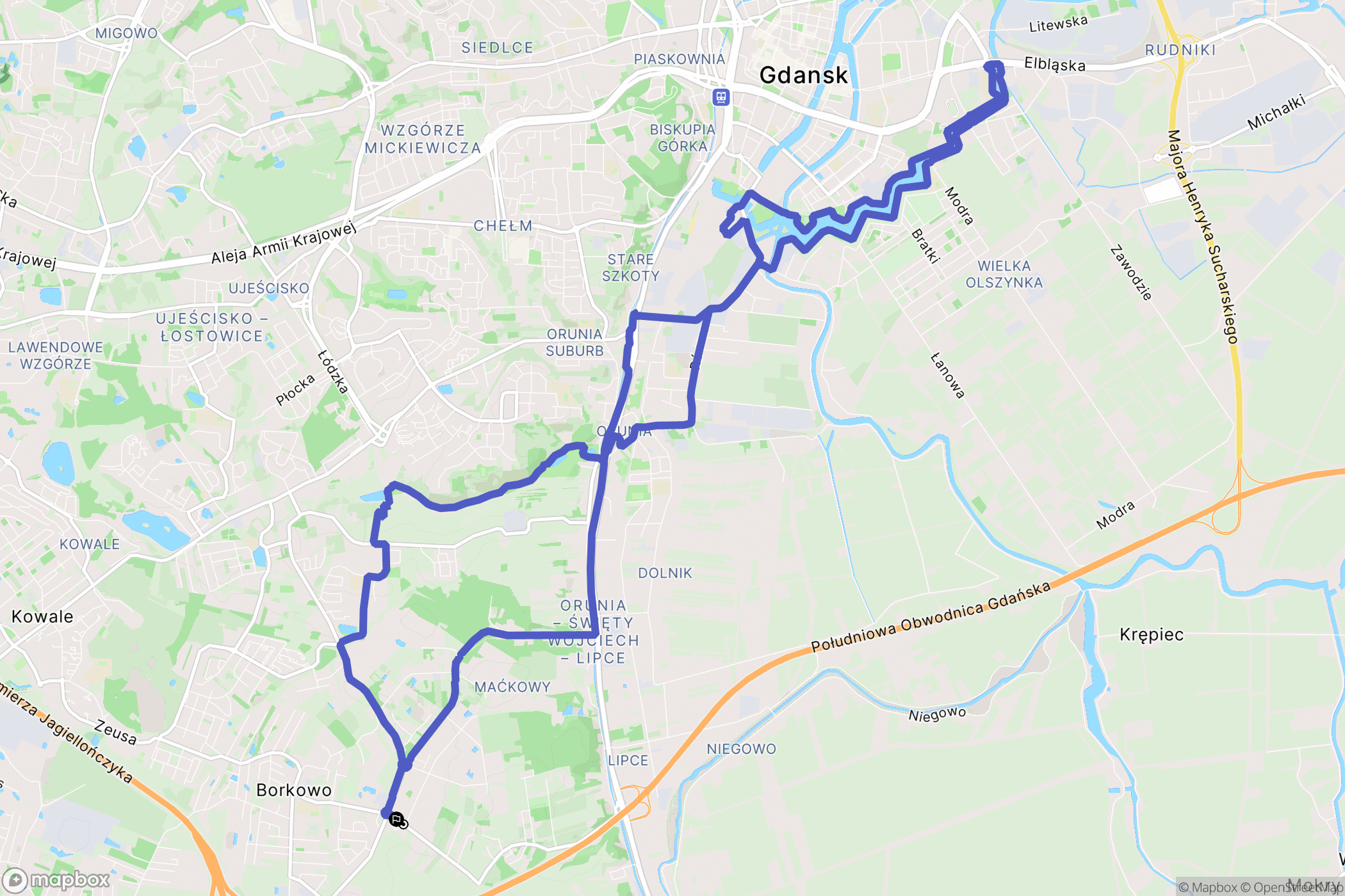Gdańsk: mapa trasy - Poland