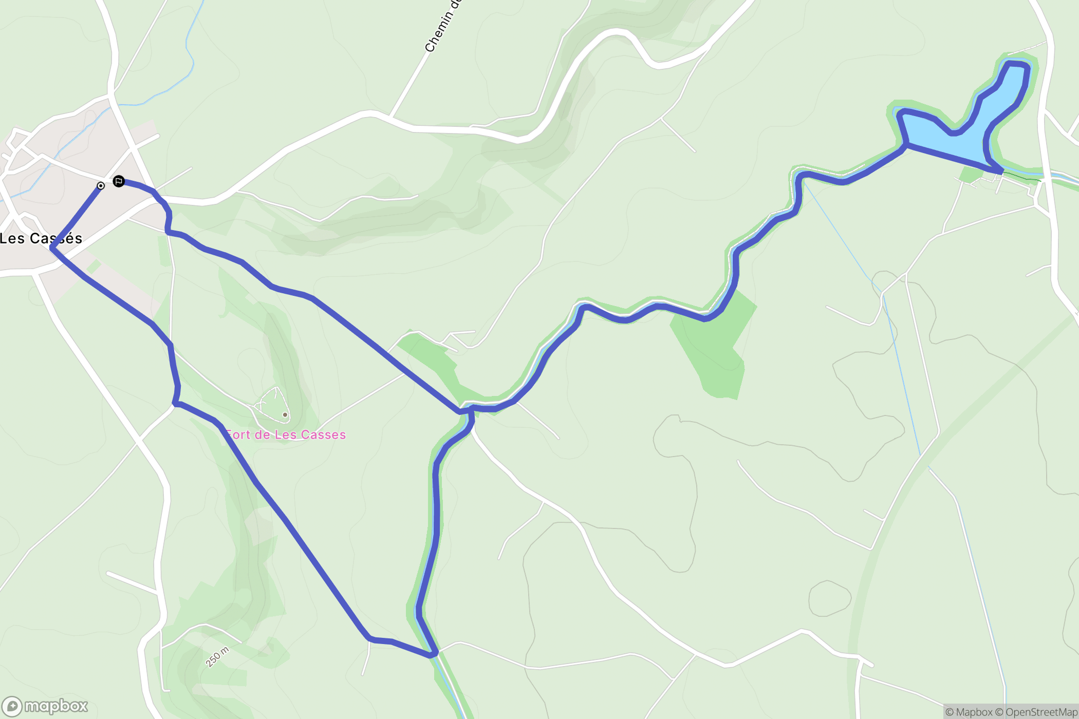 Les Casses : carte du parcours de randonnée - France