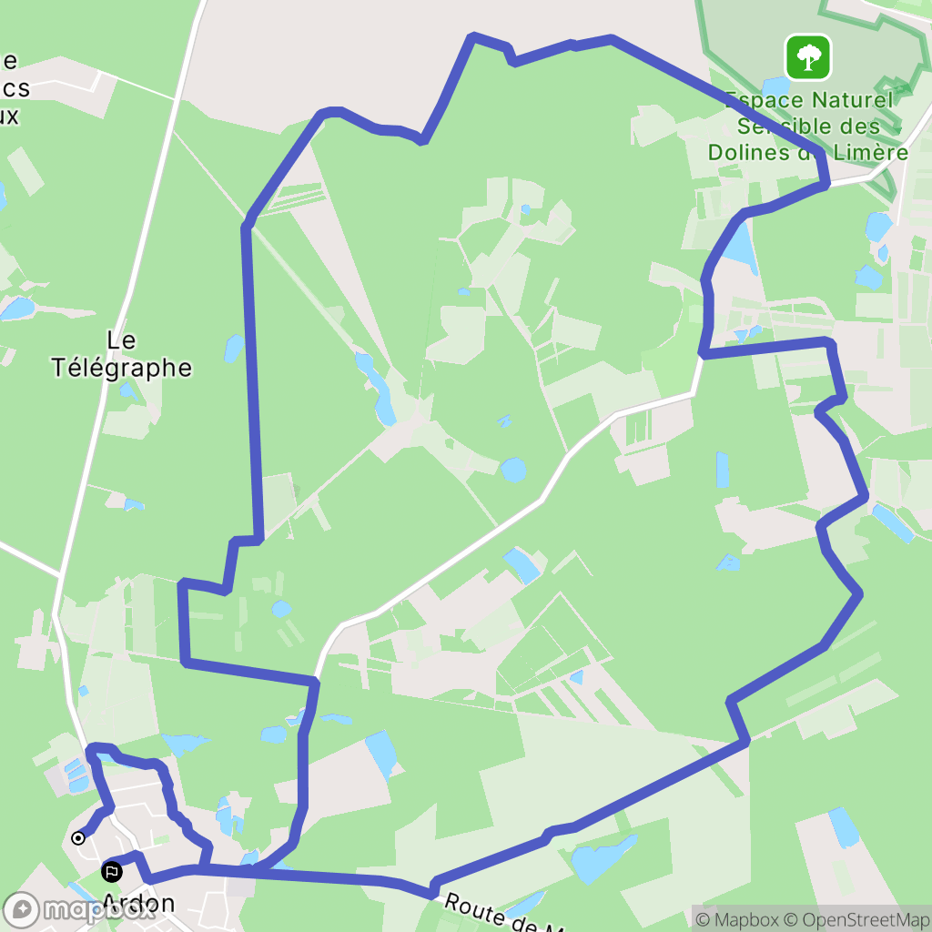 Ardon : carte du parcours de randonnée - France