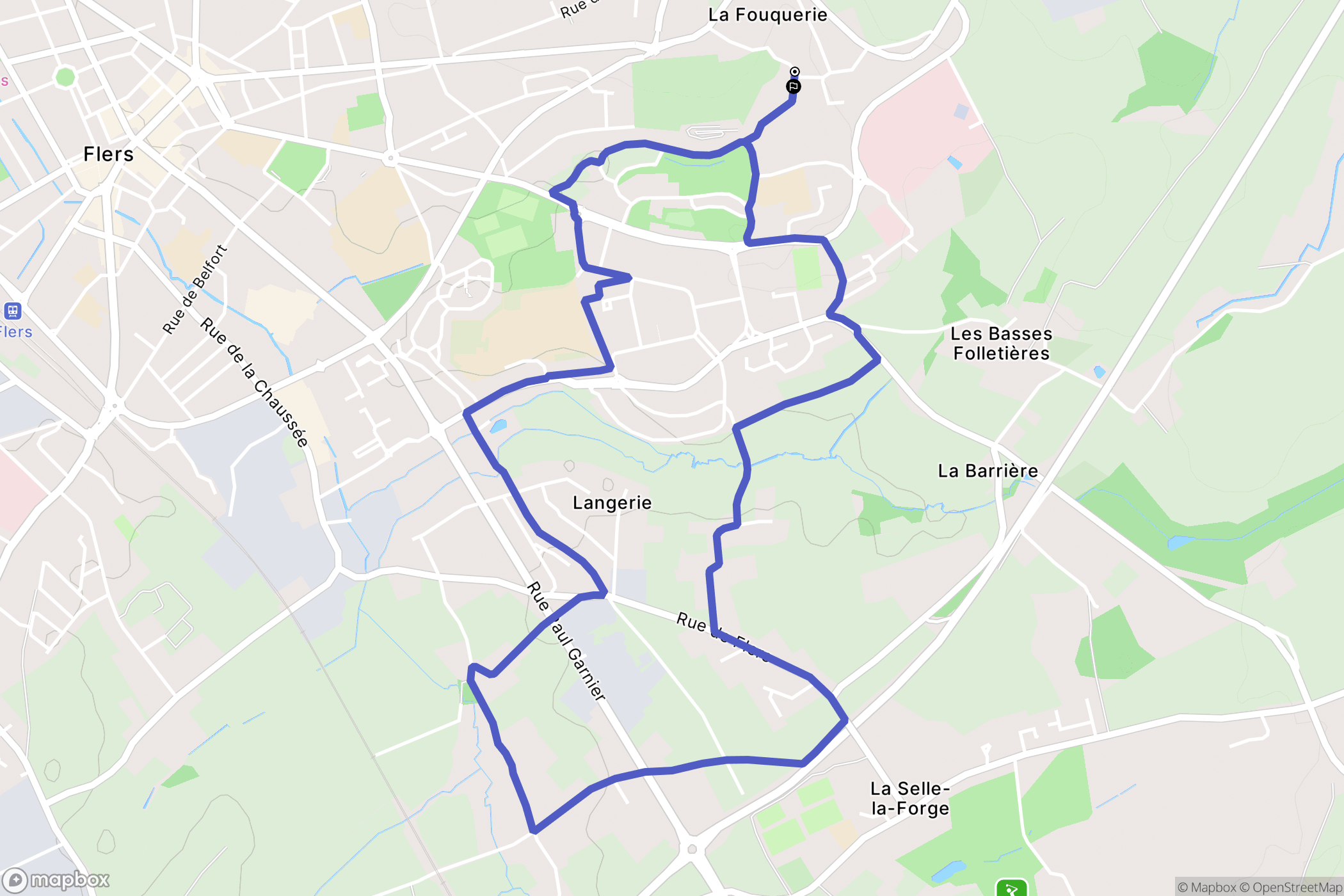 Flers : carte du parcours de randonnée - France