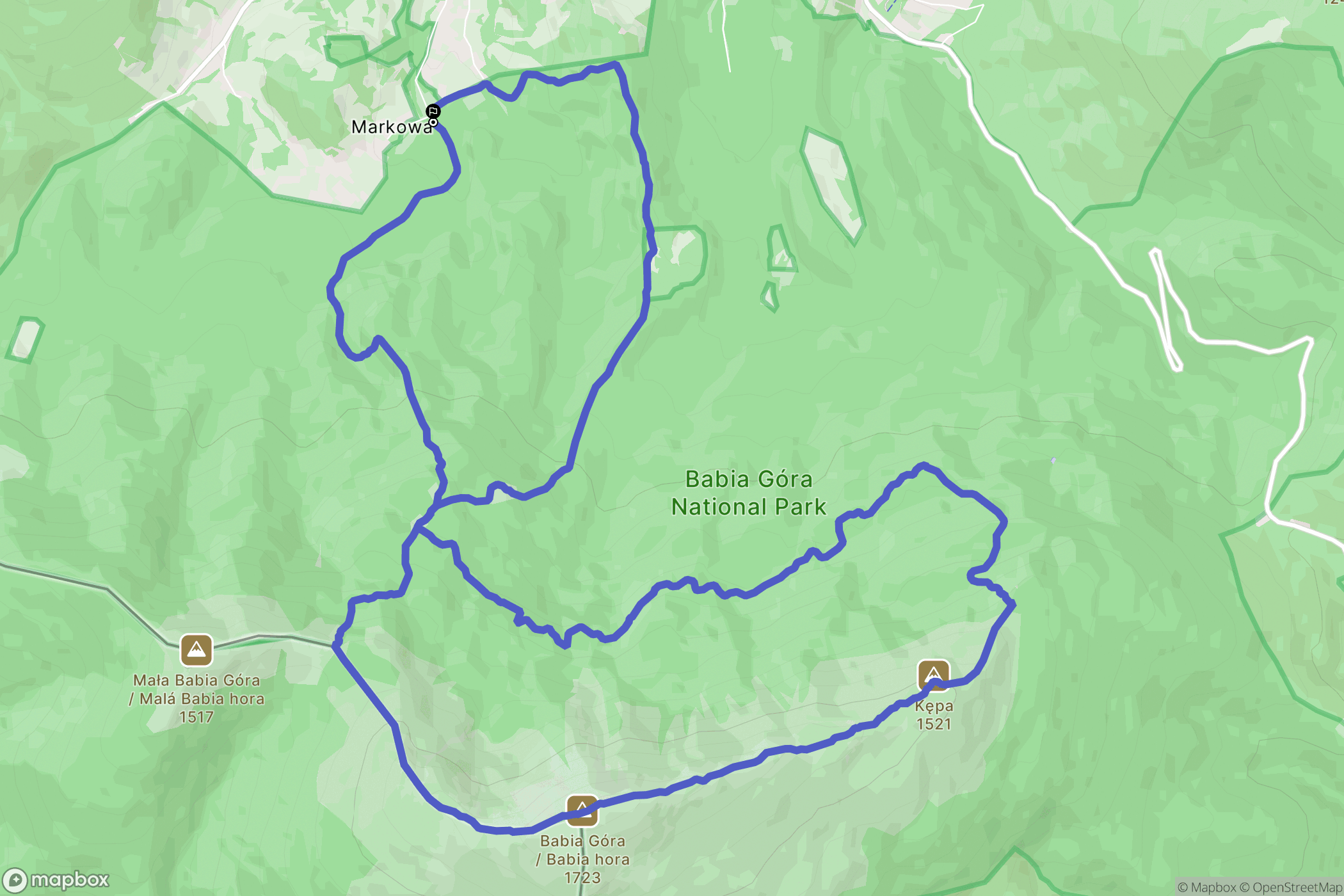 Zawoja: mapa trasy - Poland