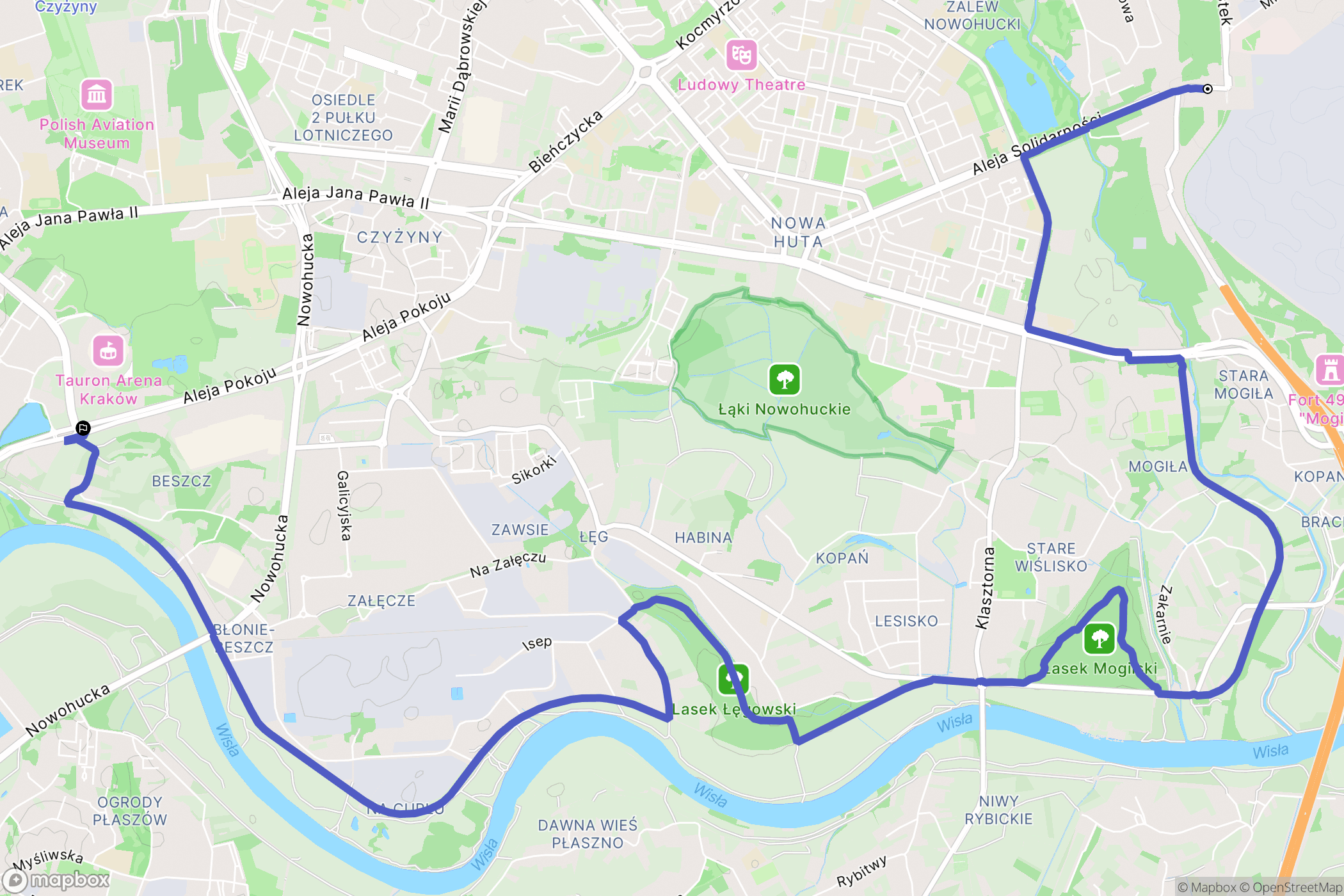 Kraków: mapa trasy - Poland