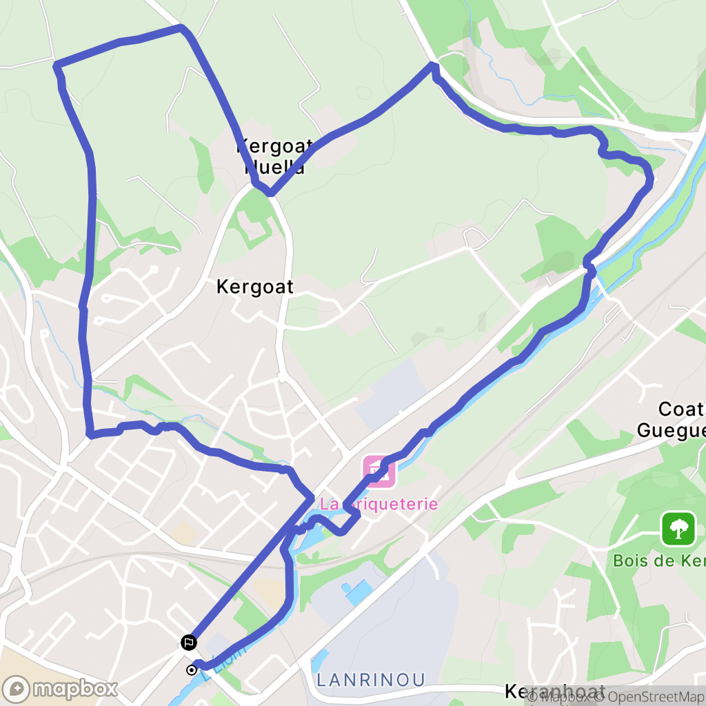 Landerneau : carte du parcours de randonnée - France