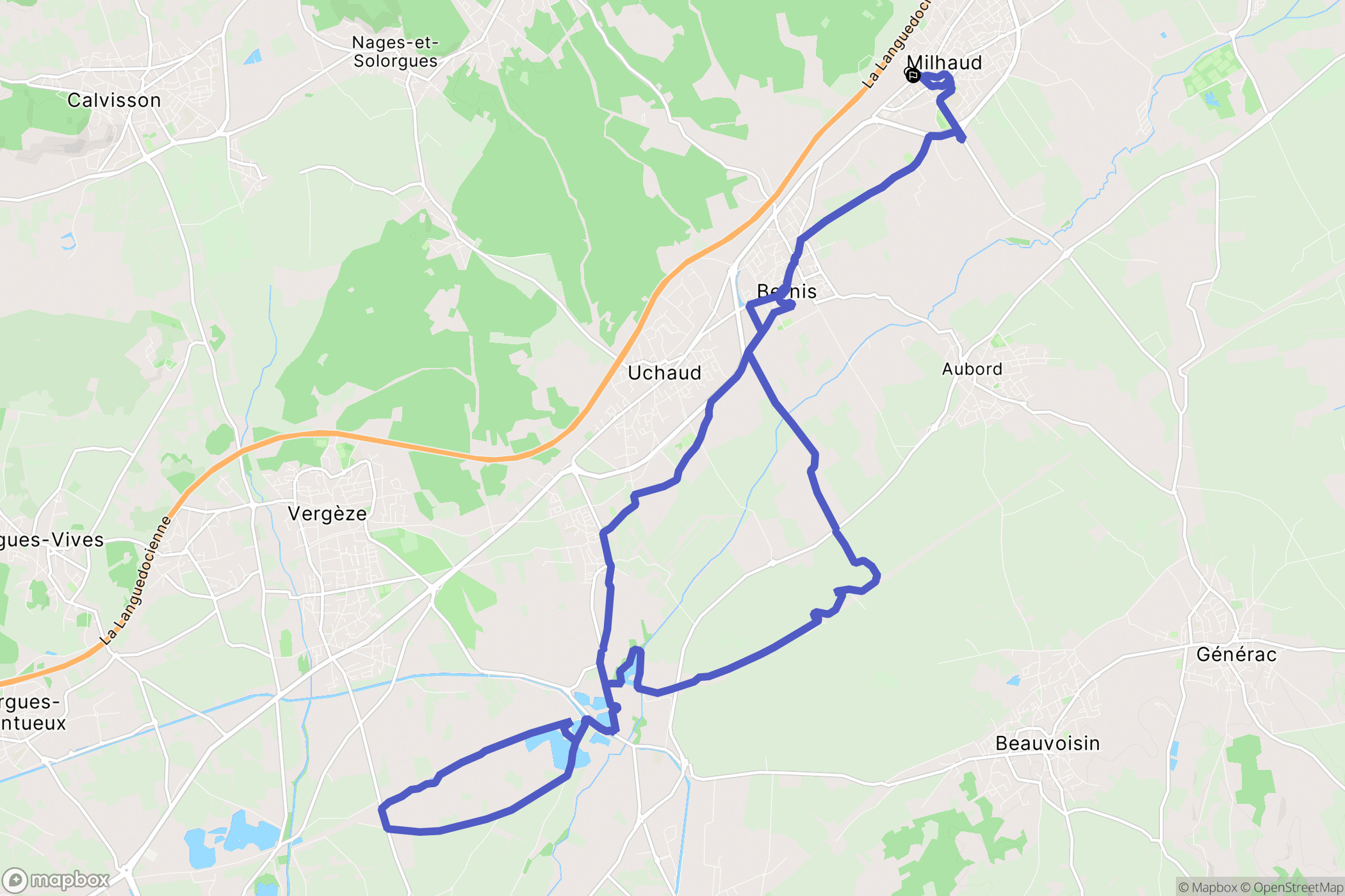 Milhaud : carte du parcours de randonnée - France