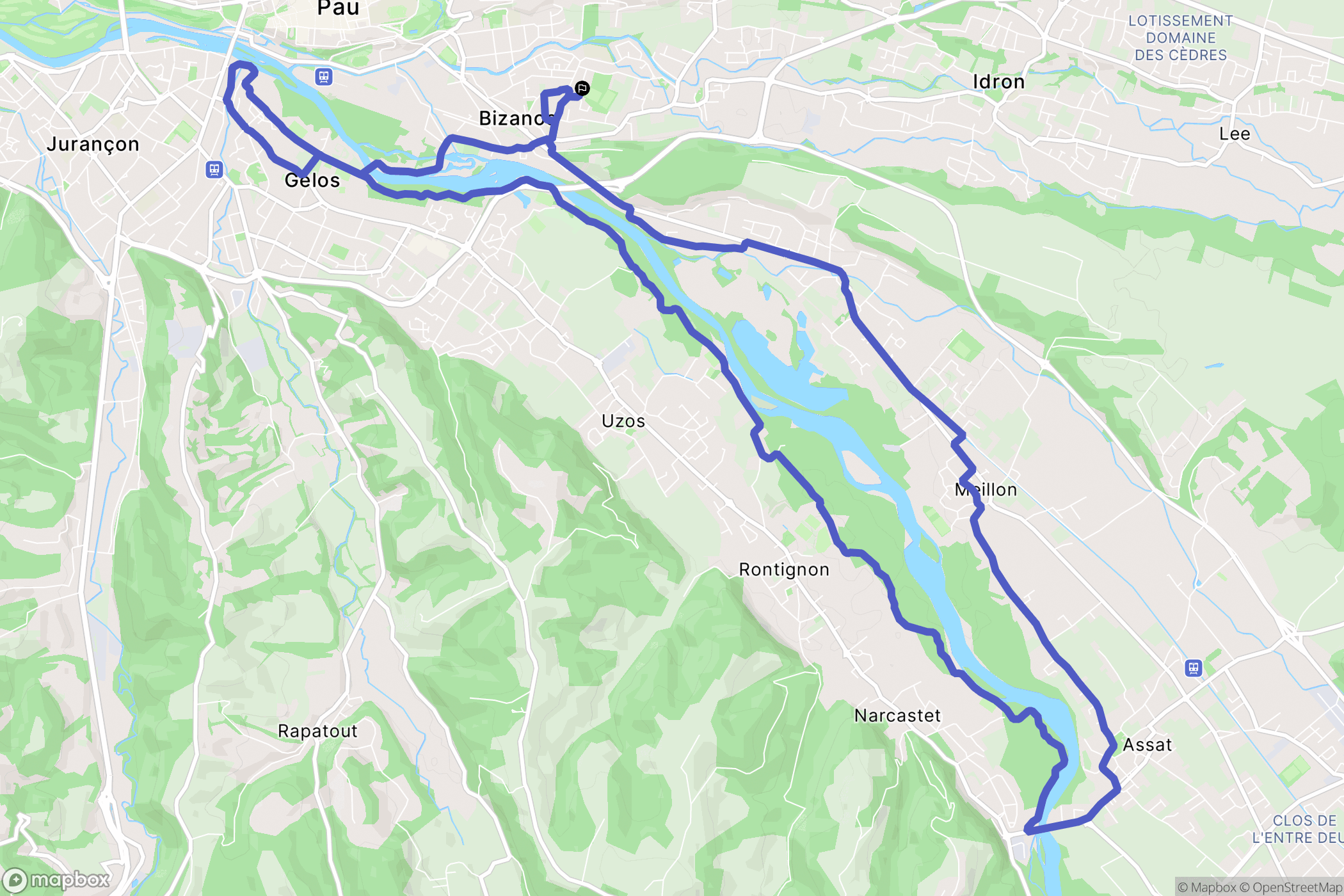 Bizanos : carte du parcours de randonnée - France