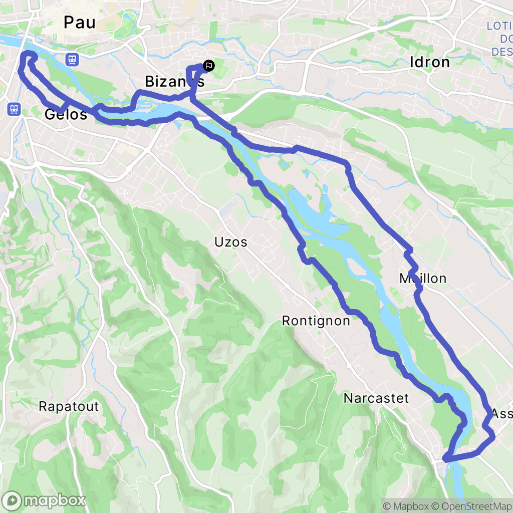 Bizanos : carte du parcours de randonnée - France