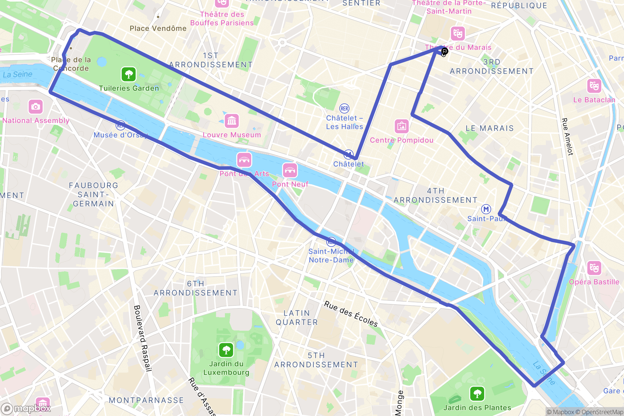 Paris : carte du parcours de randonnée - France
